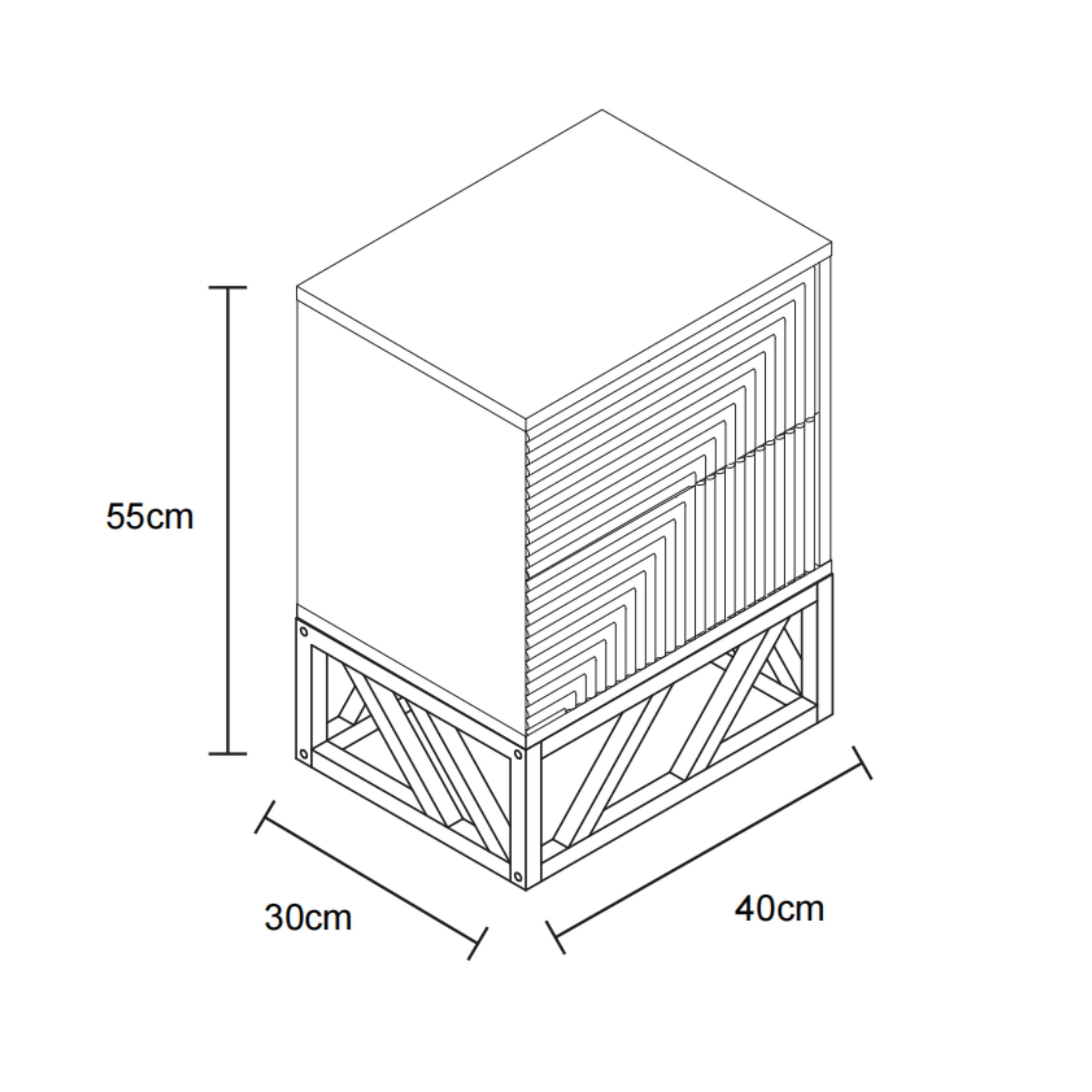 Braun - Biba - Grooved Oak Colour Wooden Bedside Table with 2 Drawers - 6
