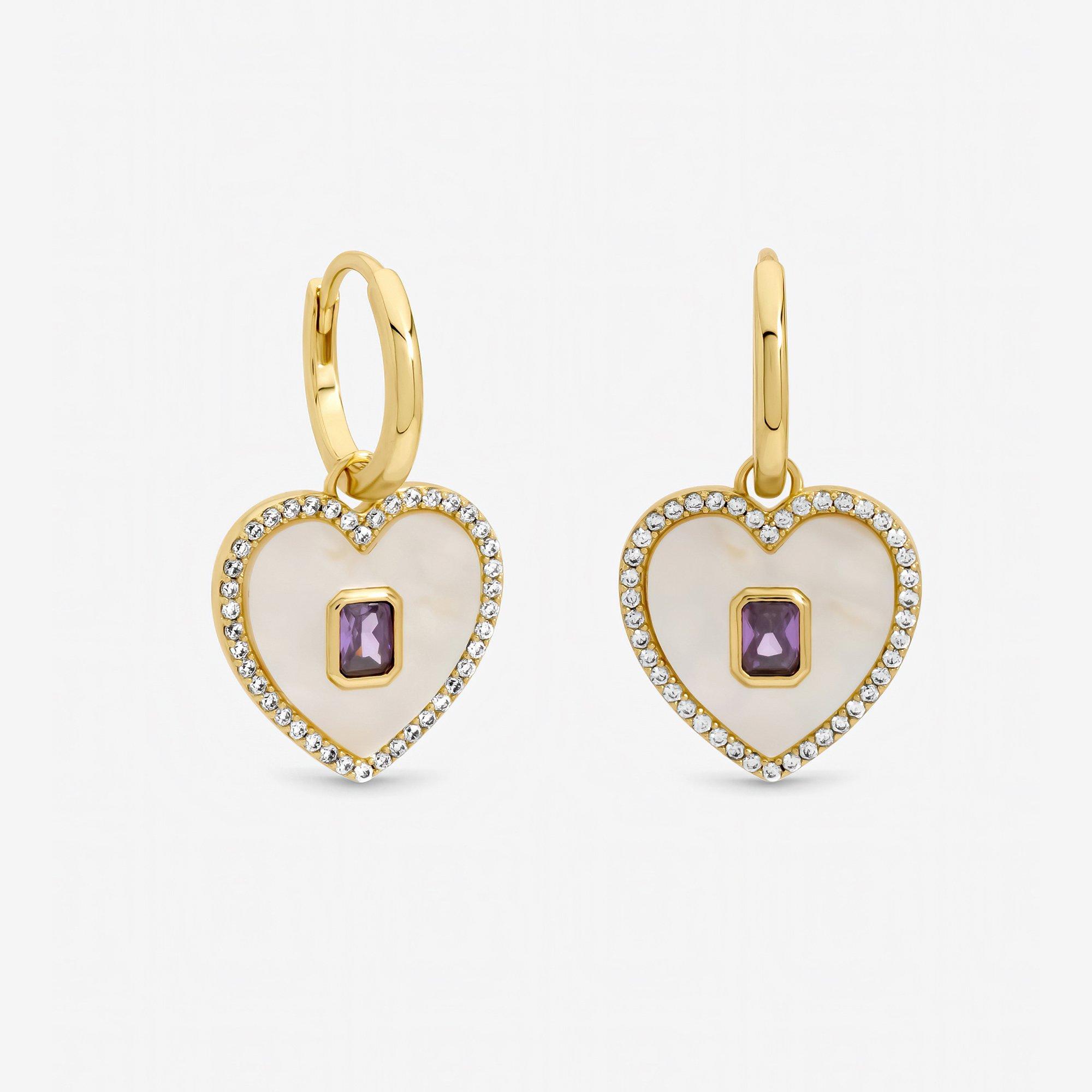 Gold - Jon Richard - Gold Plated and Mother of Pearl Heart Earrings - 1