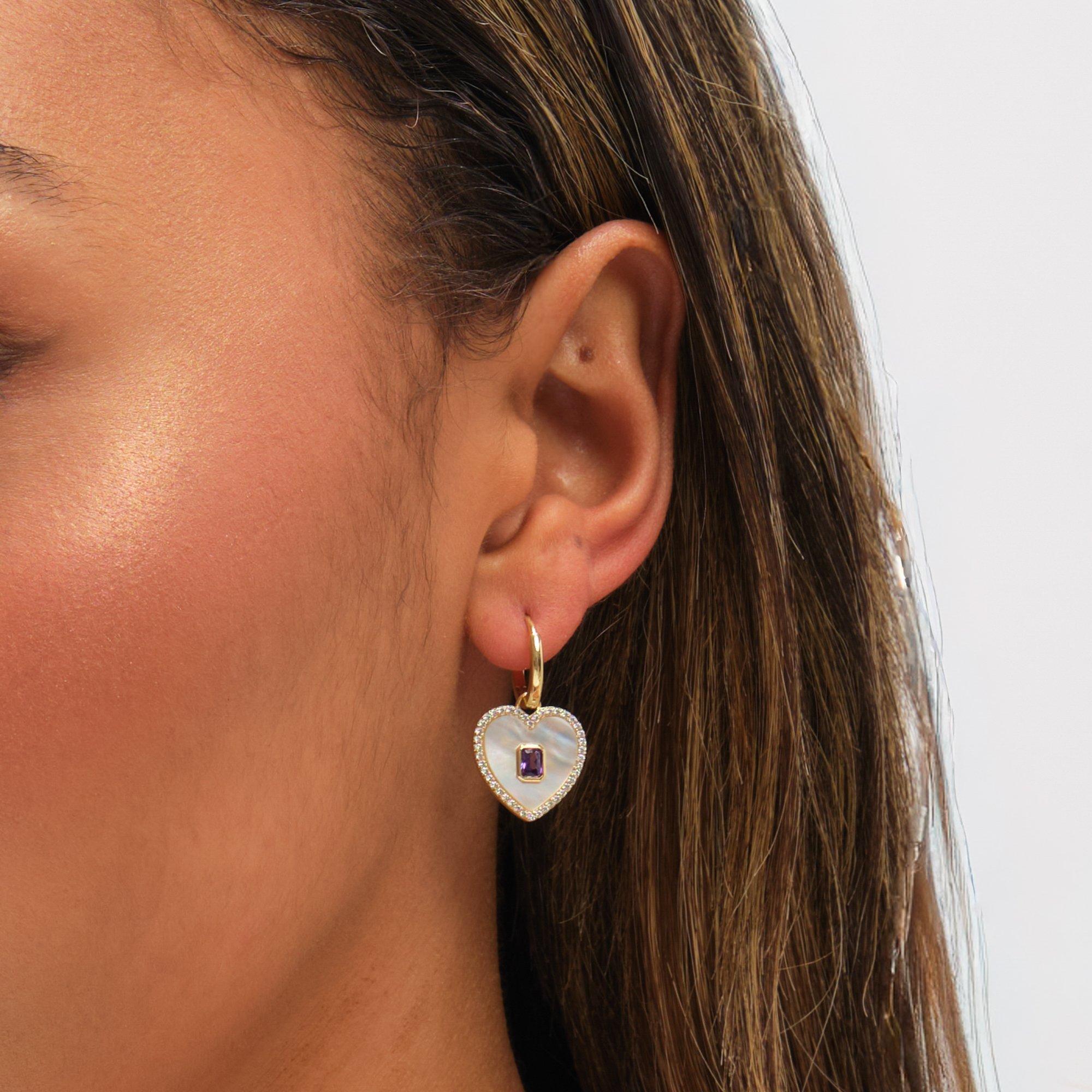 Gold - Jon Richard - Gold Plated and Mother of Pearl Heart Earrings - 2