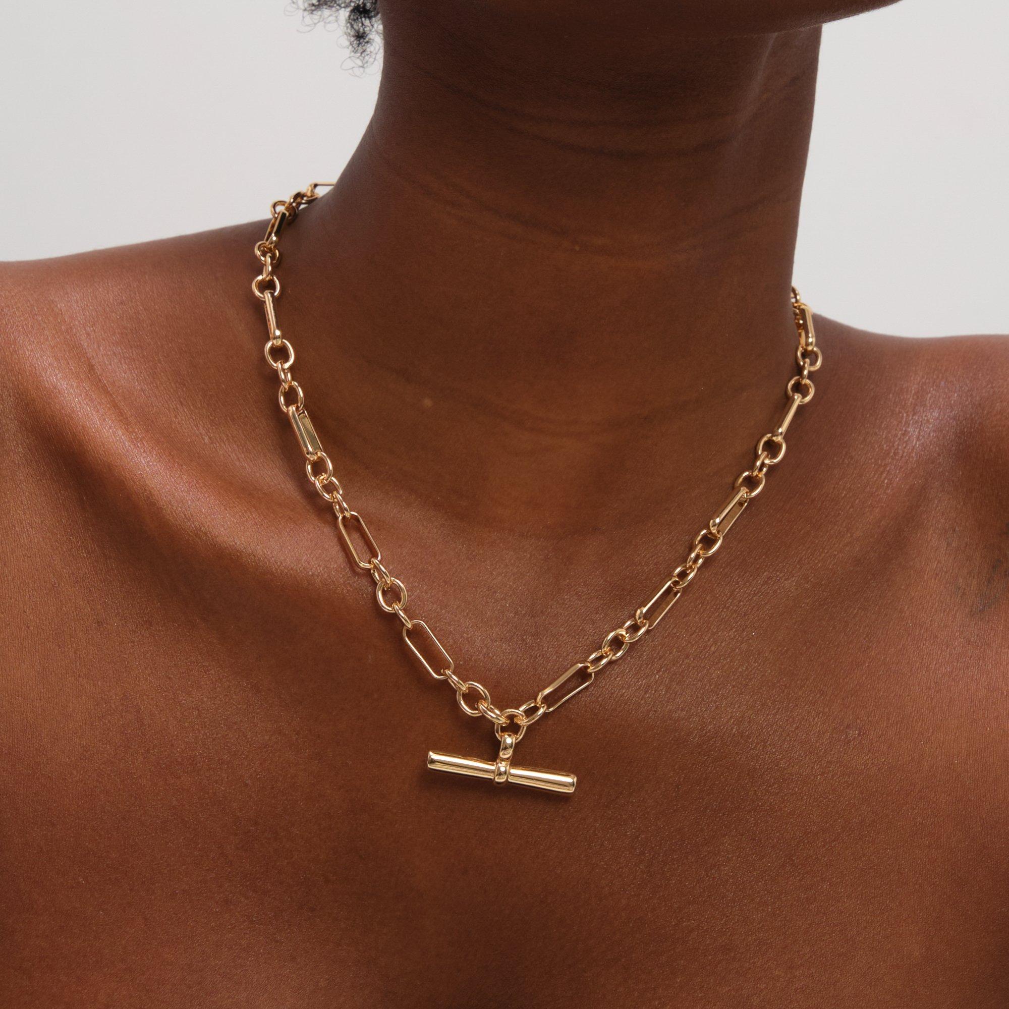 Gold - Jon Richard - Gold Plated Luxe T-Bar Necklace - 2