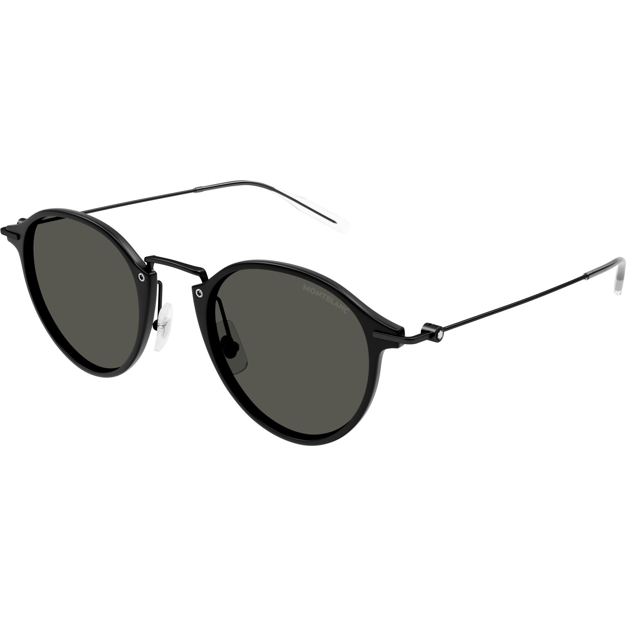 Montblanc Men's Metal Dark Tinted Round Sunglasses - Black