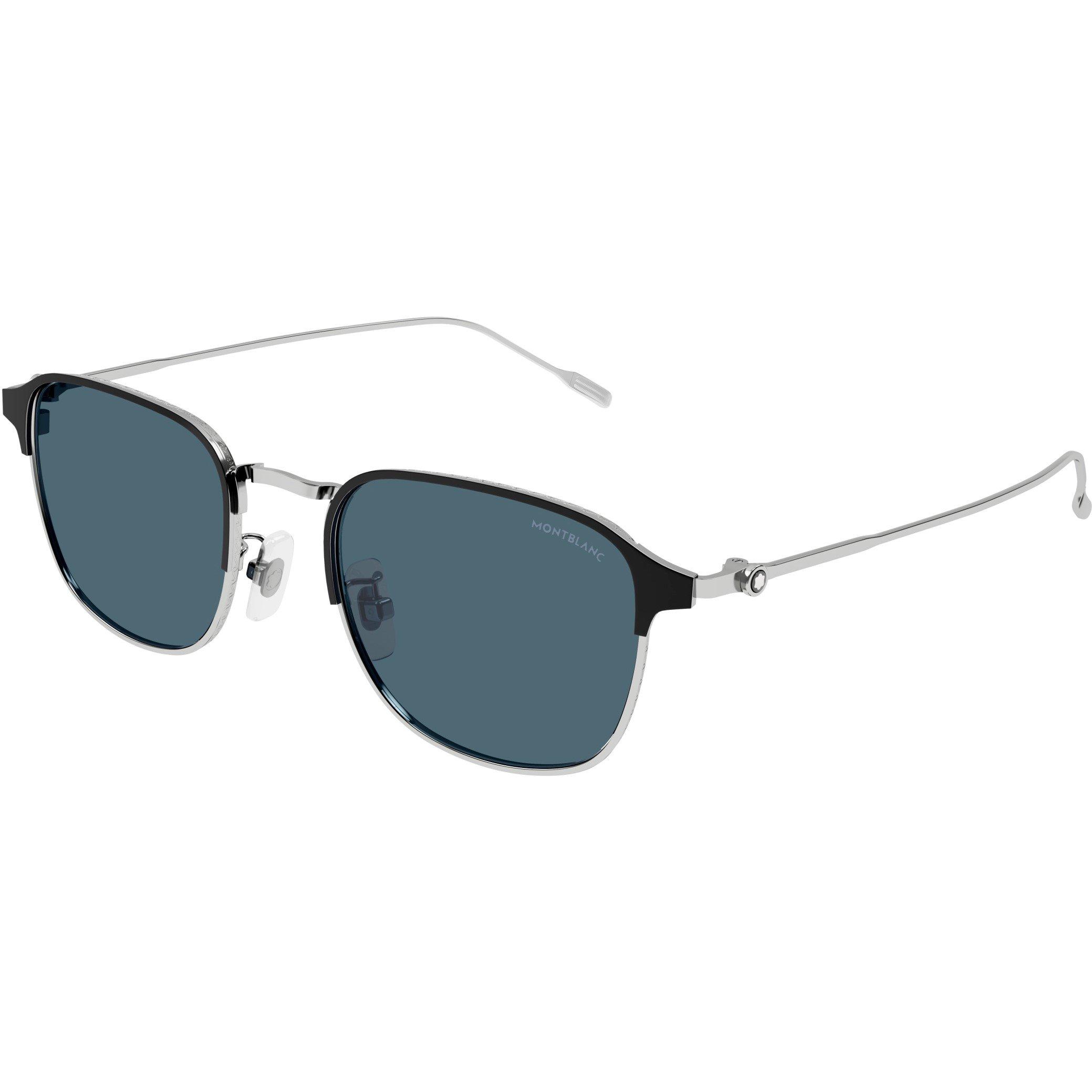Silver - Montblanc - Men's Metal and Acetate Full Rim Round Sunglasses - 1