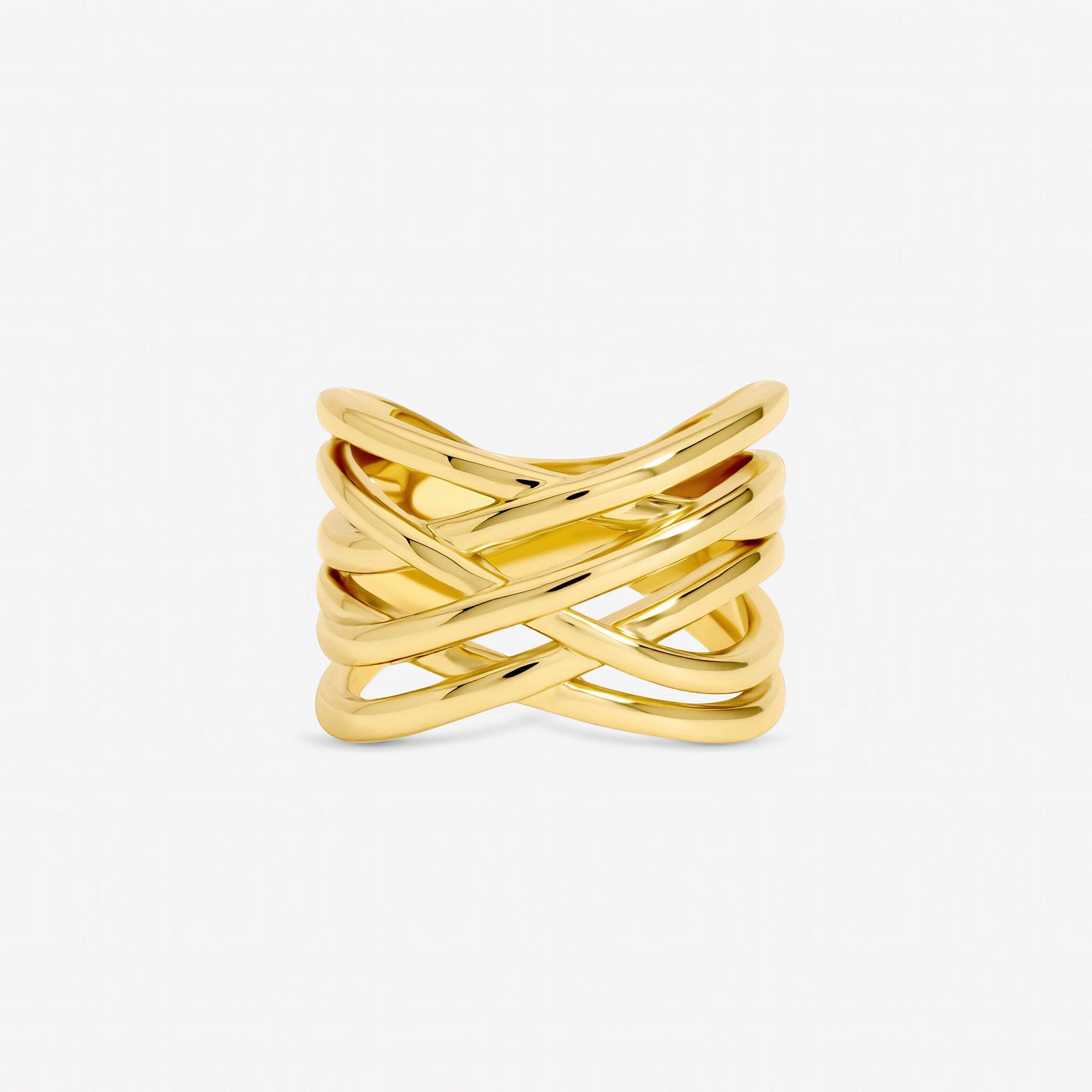Gold - Jon Richard - Gold Plated Polished Cross Over Ring