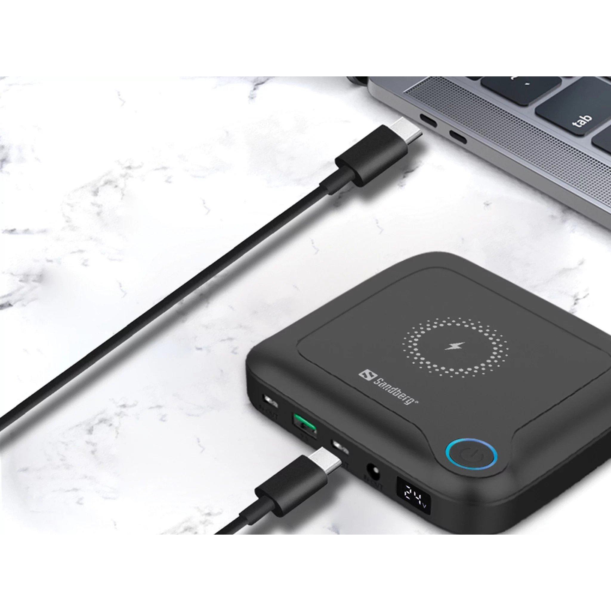 Black - Sandberg - Power bank all-in-one - 25000 mAh - 91.2 Wh - 91 Watt - 6.7 A - PD - 4 output connectors (power DC j - 1