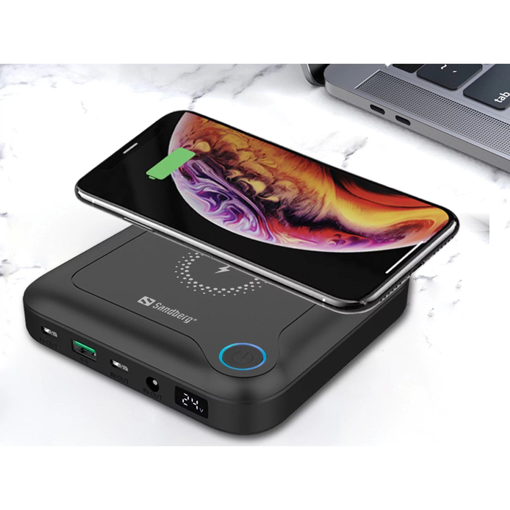 Black - Sandberg - Power bank all-in-one - 25000 mAh - 91.2 Wh - 91 Watt - 6.7 A - PD - 4 output connectors (power DC j - 2