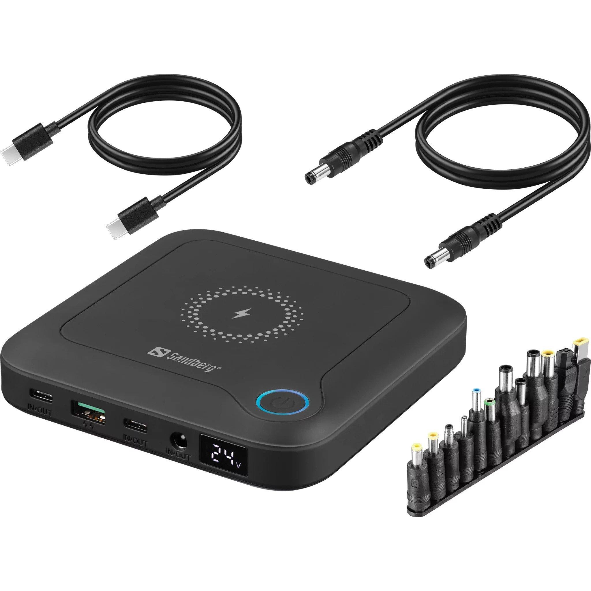 Black - Sandberg - Power bank all-in-one - 25000 mAh - 91.2 Wh - 91 Watt - 6.7 A - PD - 4 output connectors (power DC j - 7