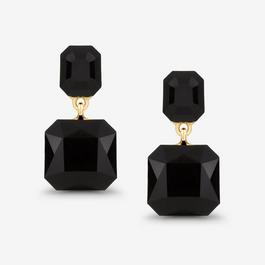 Mood Jet Crystal Rectangle Drop Earrings
