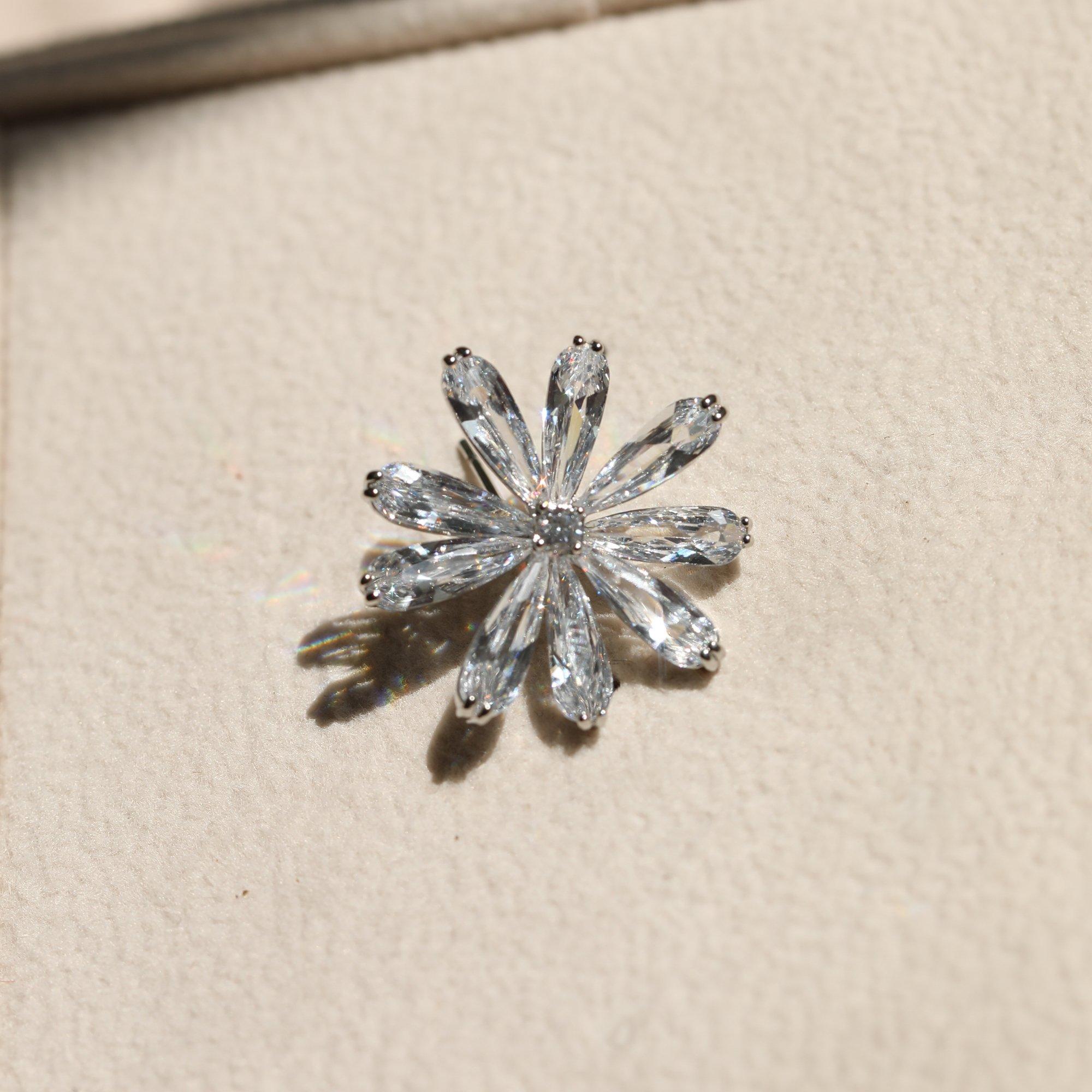 Silver - Jon Richard - Rhodium Plated CZ Flower Stud Earrings - 3