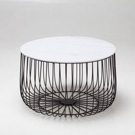 LPD Enzo Small Cage Table Gold Frame Oak Top