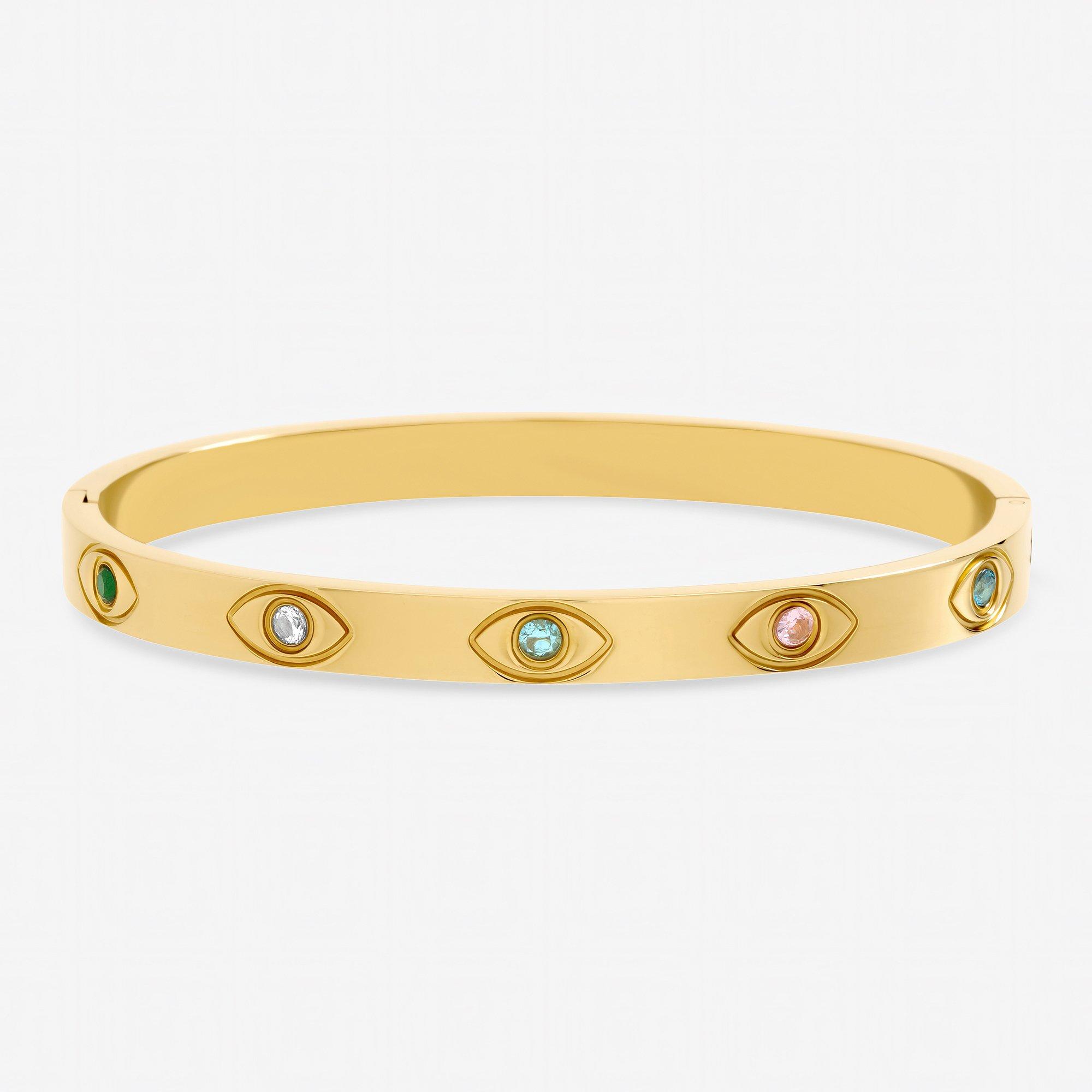 Gold - Jon Richard - Gold Plated Waterproof Evil Eye Bangle - 1