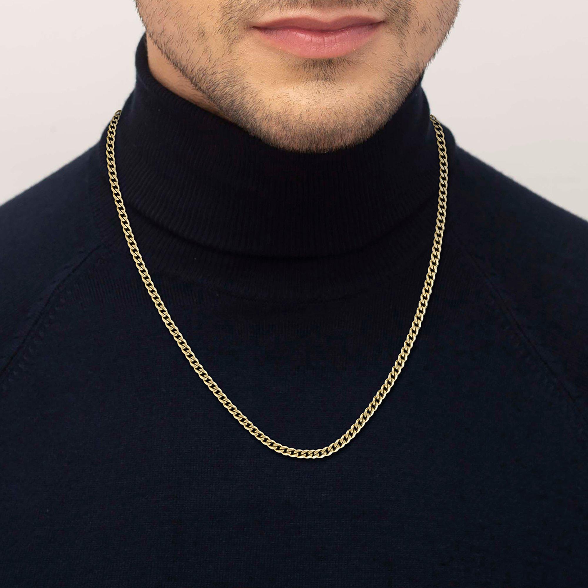 Gold - Boss - Men's Gents Gold IP Magnetic Closure Chain Necklace for Him - 3