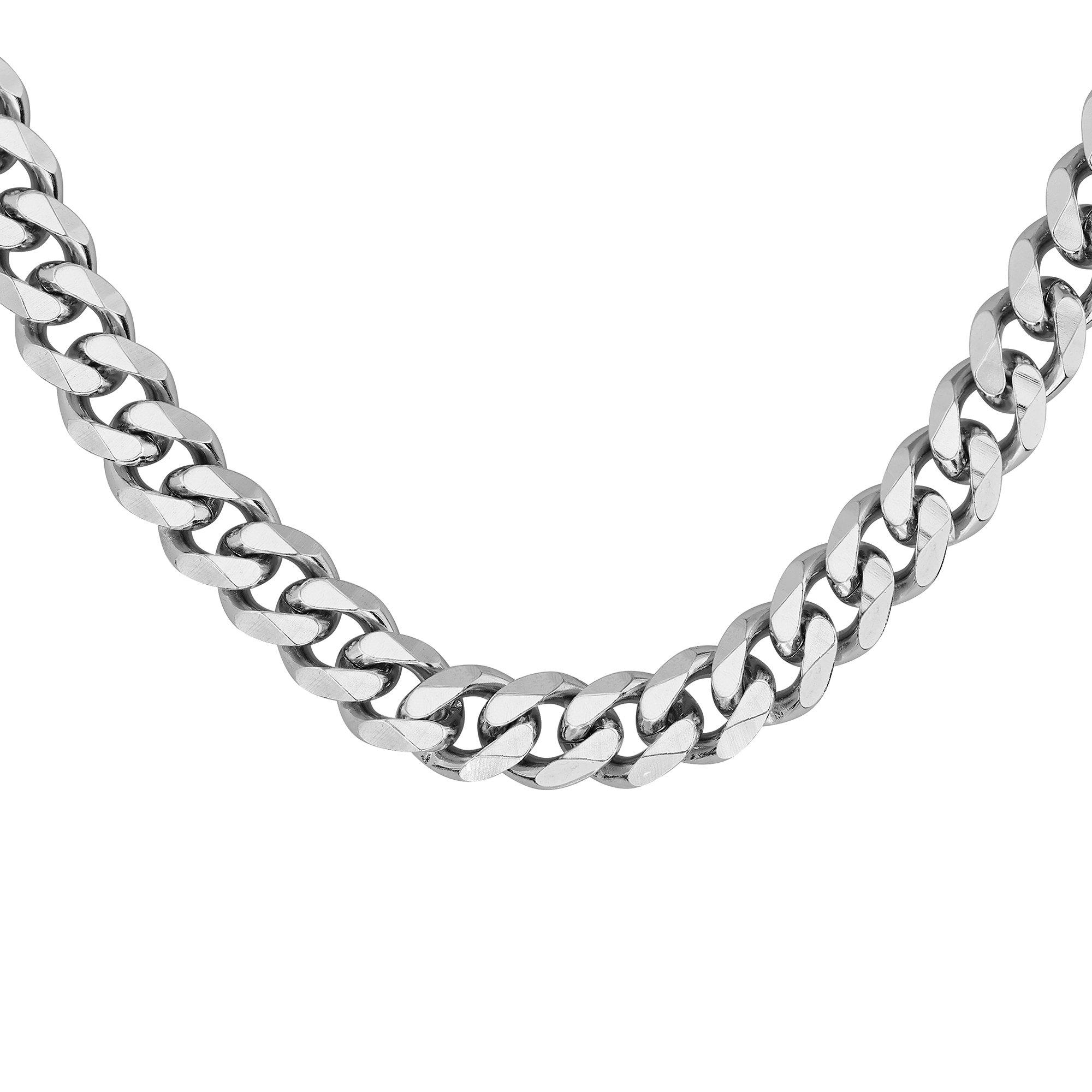 Silver - Boss - Gents BOSS Chain For Him Stainless Steel Cuban Necklace - 3