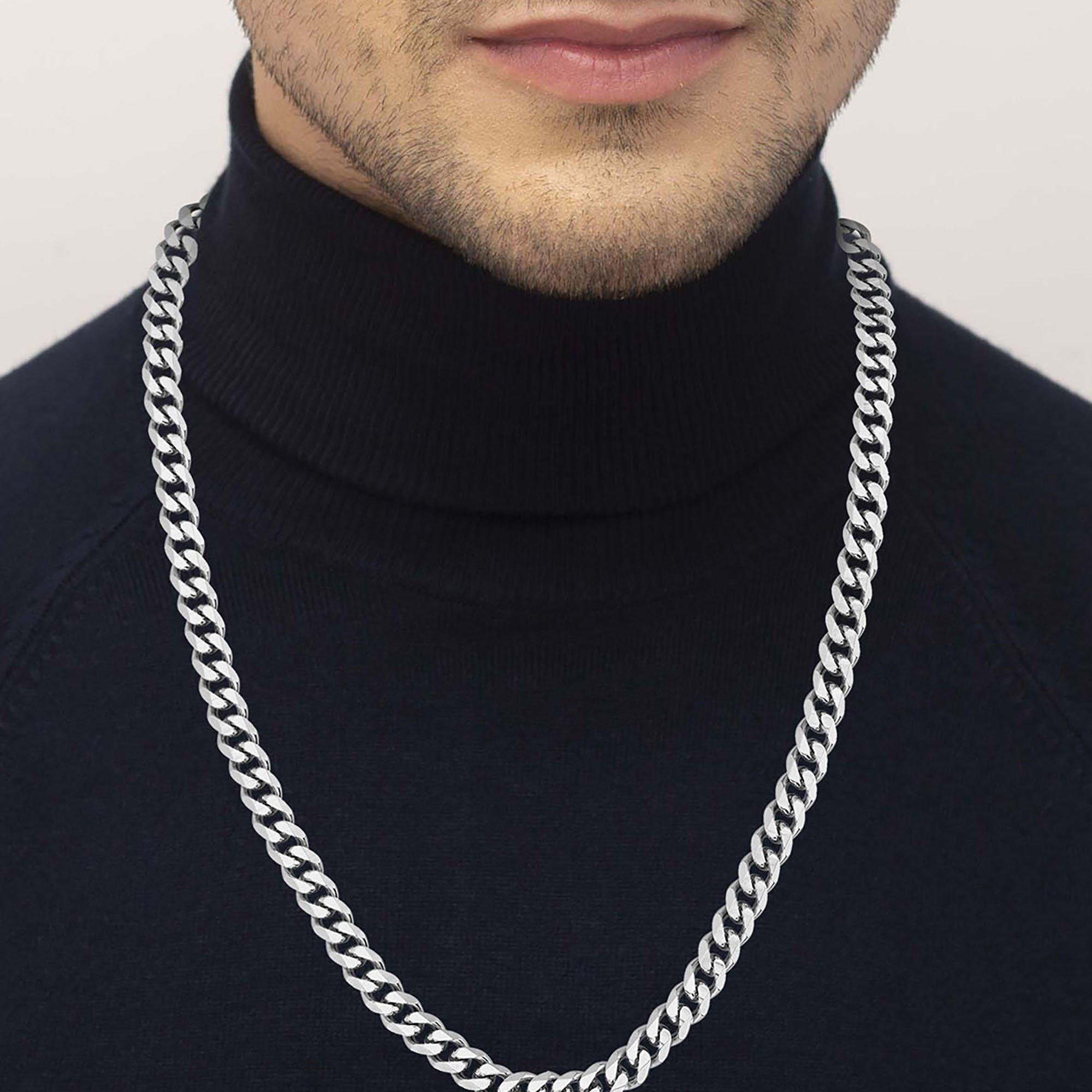 Silver - Boss - Gents BOSS Chain For Him Stainless Steel Cuban Necklace - 4