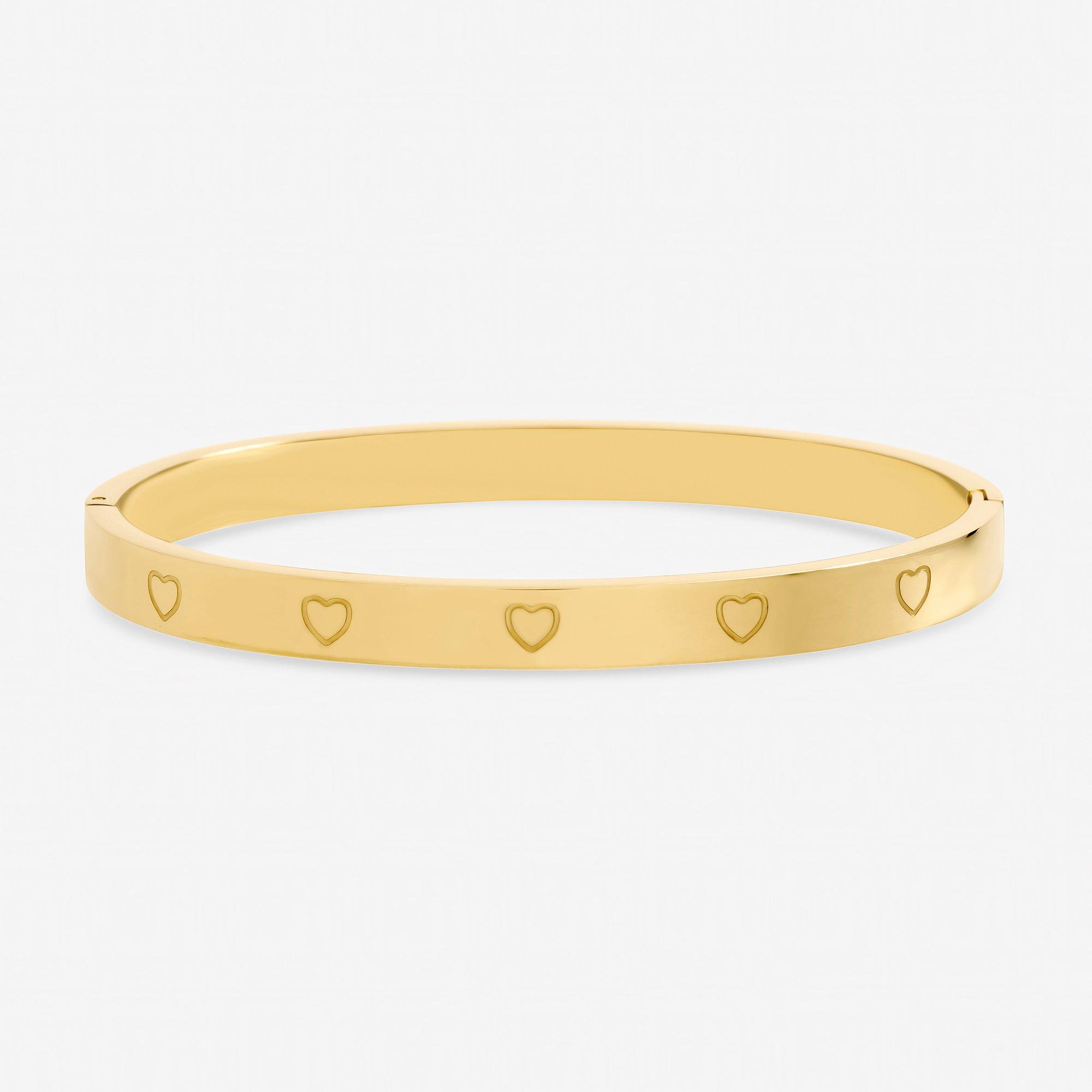 Gold - Jon Richard - Gold Plated Waterproof Heart Bangle - 1