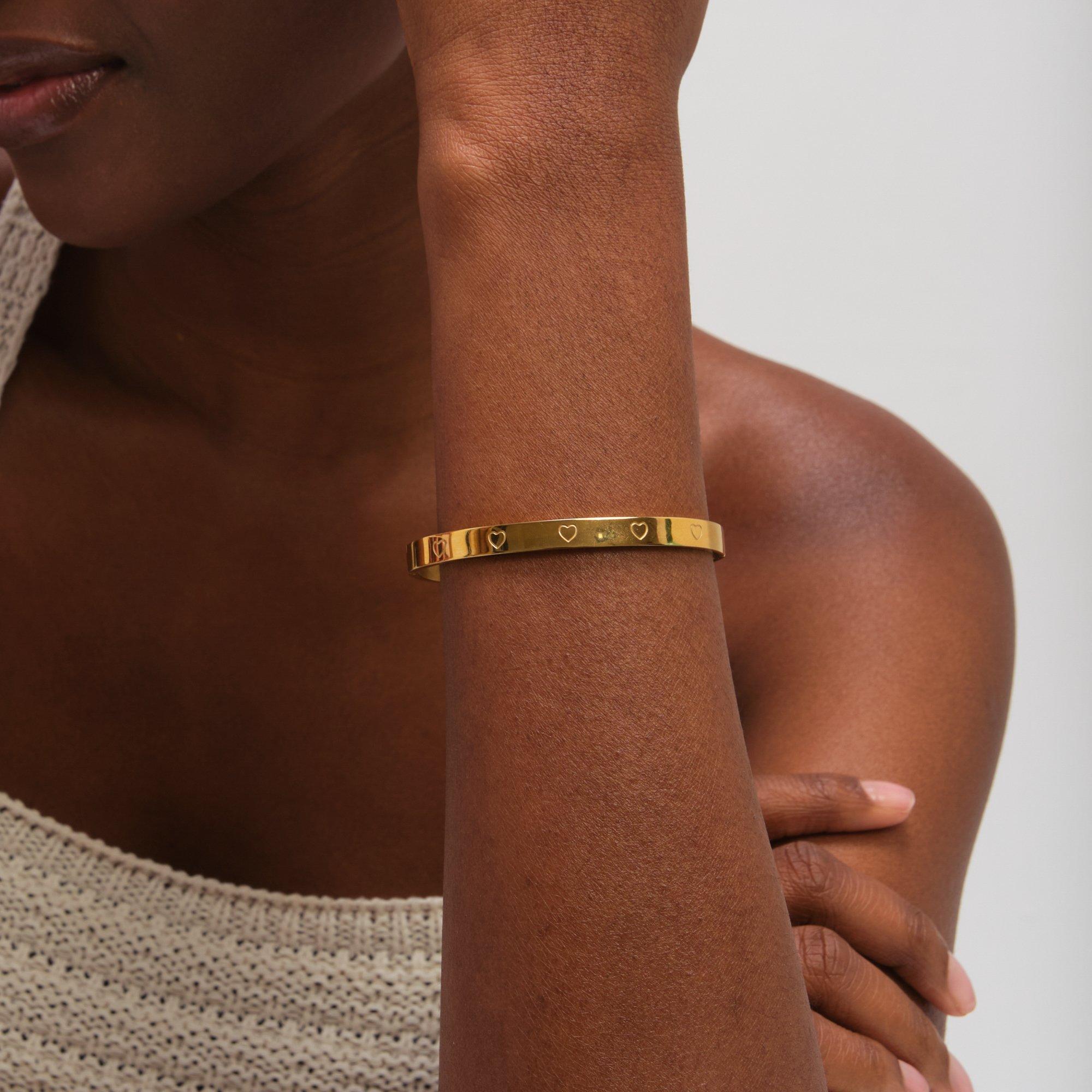 Gold - Jon Richard - Gold Plated Waterproof Heart Bangle - 3