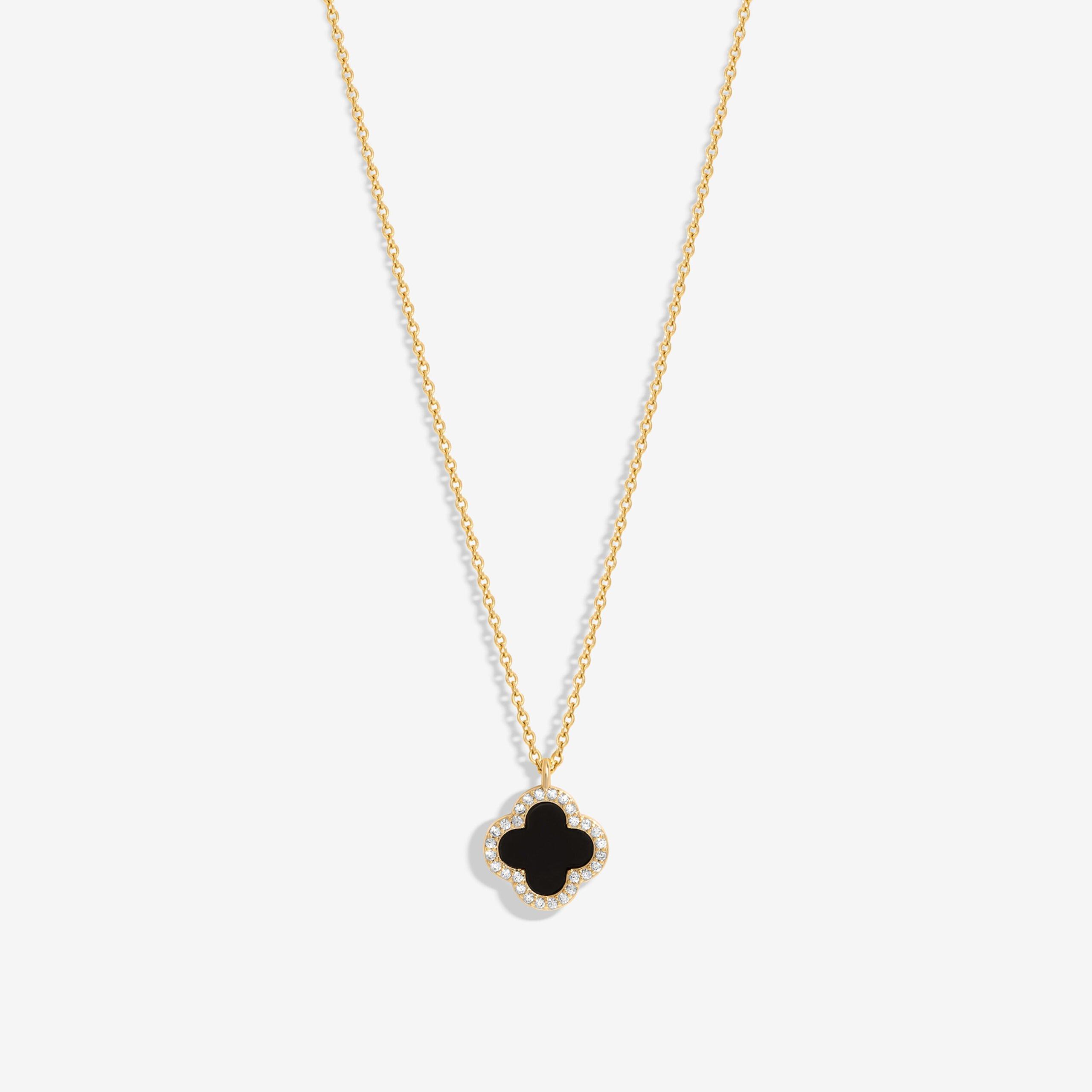 Jon Richard Gold Plated And Jet  Clover Pendant Necklace