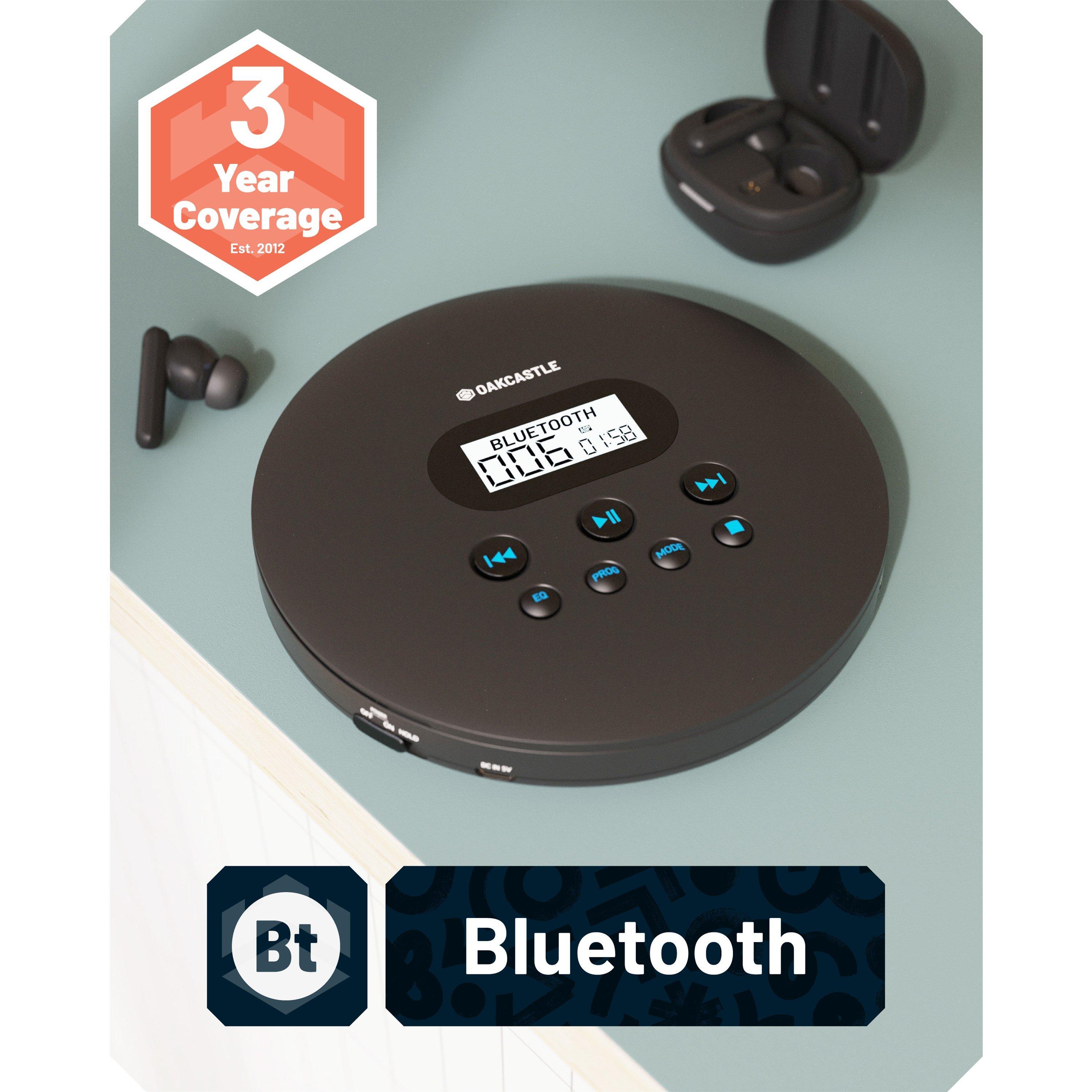 Black - OAKCASTLE - CD100 Portable Bluetooth CD Player - 3