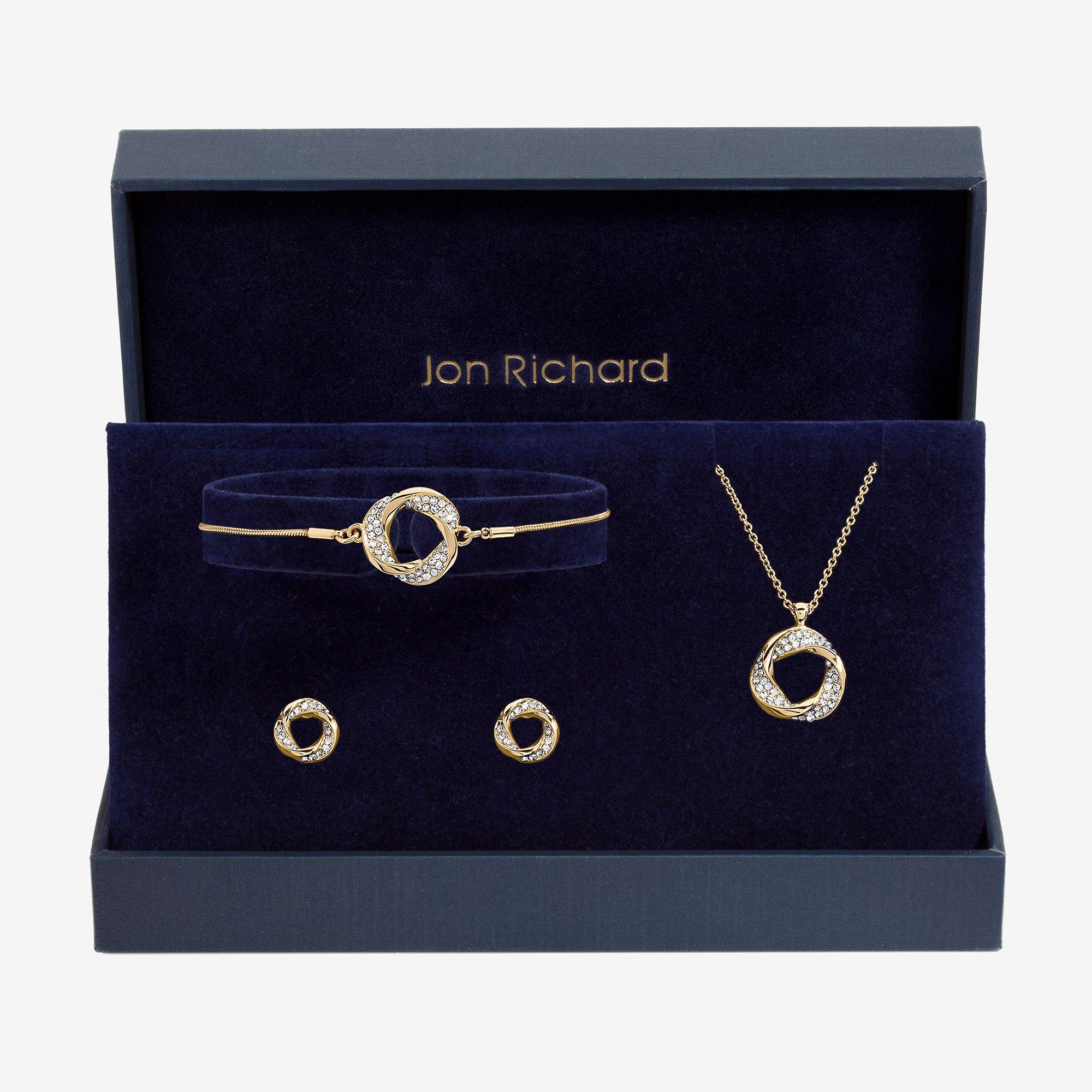 Gold - Jon Richard - Gold Plated and Crystal Open Knot Set - Gift Box - 1