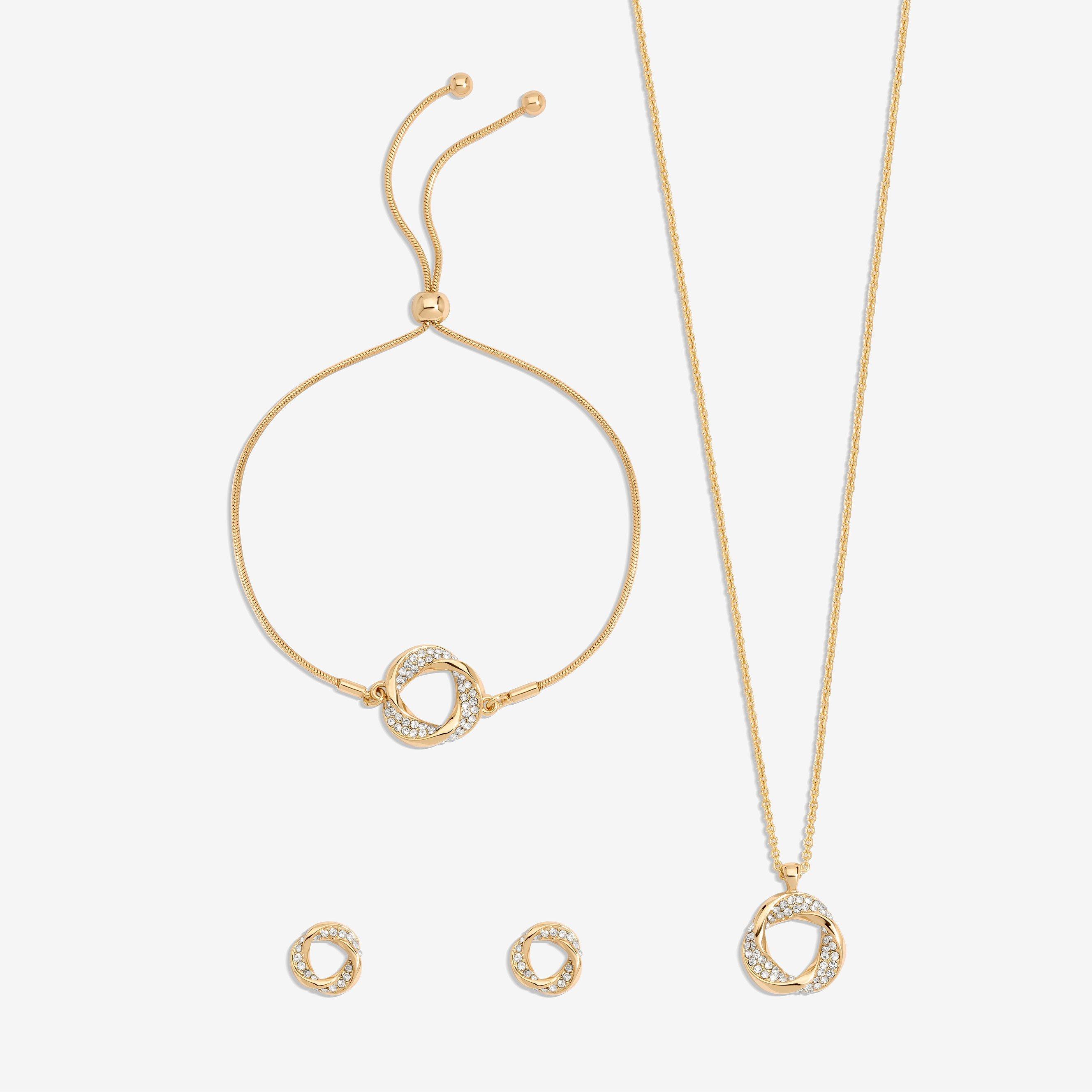 Gold - Jon Richard - Gold Plated and Crystal Open Knot Set - Gift Box - 2