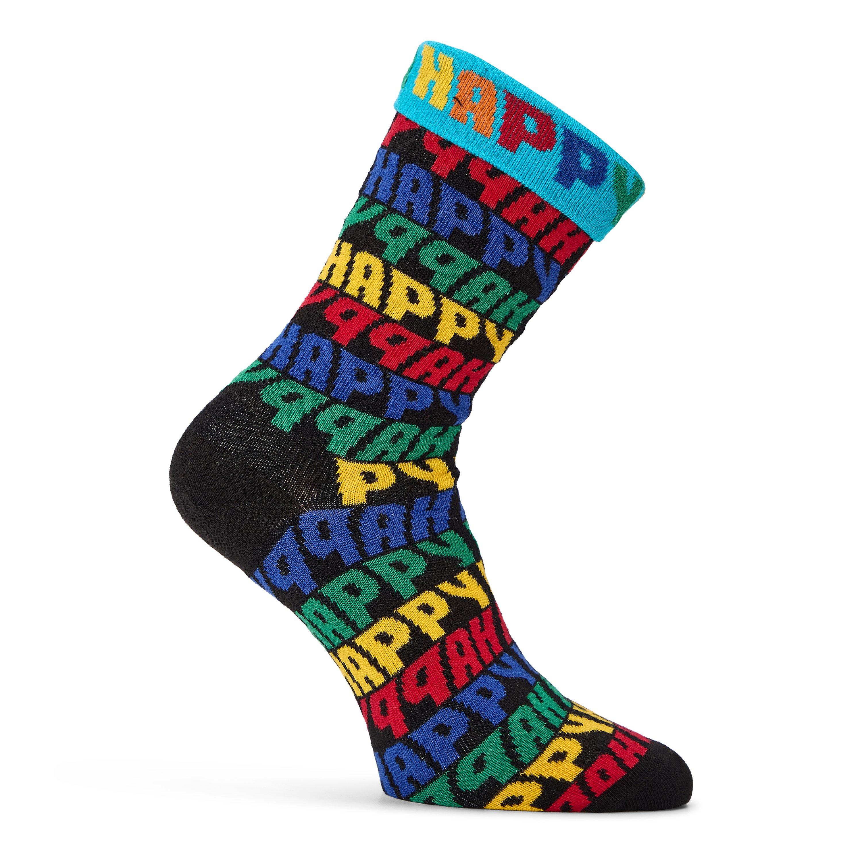 Happy Socks  Jumbo Text Pop - Black - 4-7(36-40)