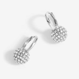 Jon Richard Silver Plated Crystal Pave Ball Huggie Earrings