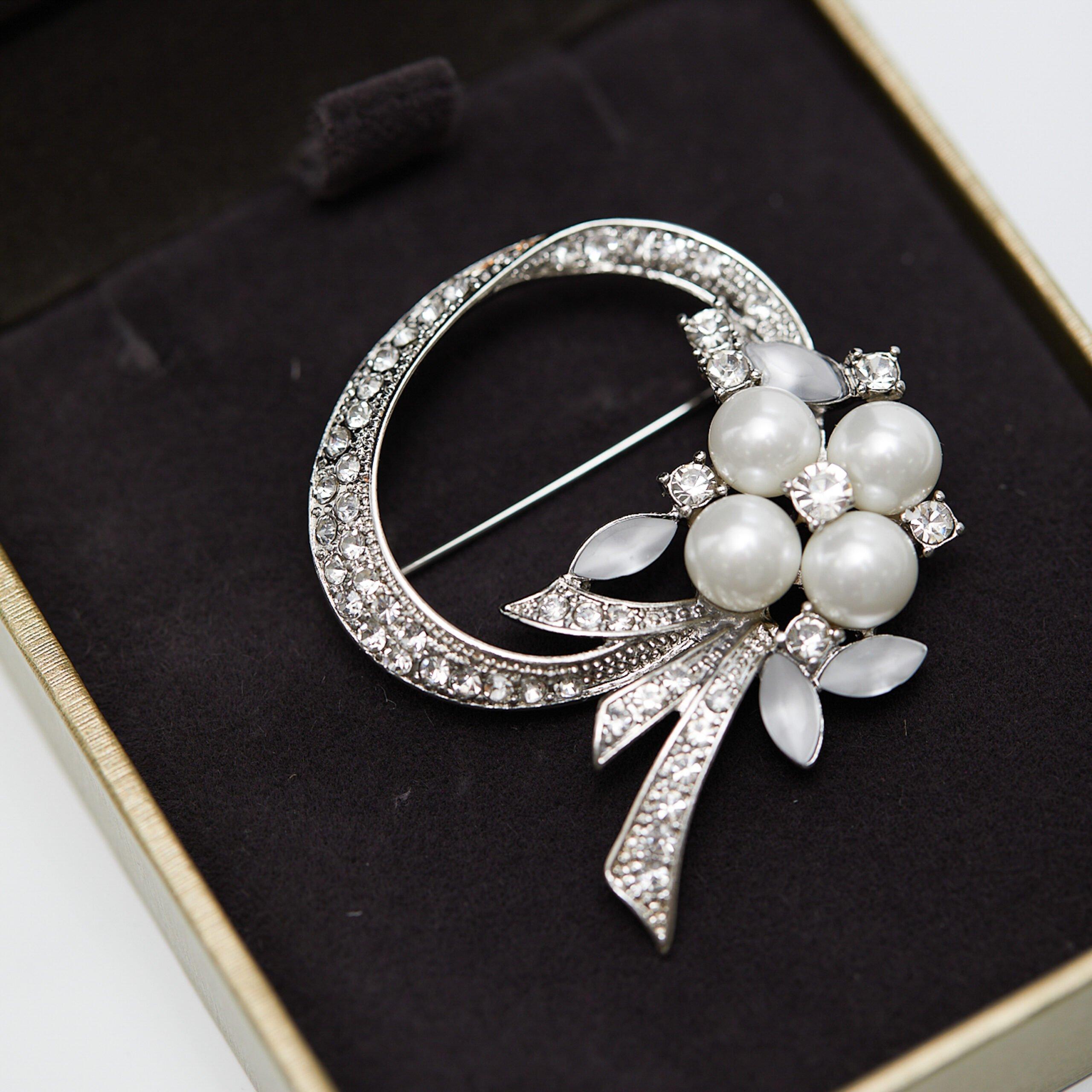 Silver - Jon Richard - Rhodium Plated Open Bouquet Pearl And Crystal Broo