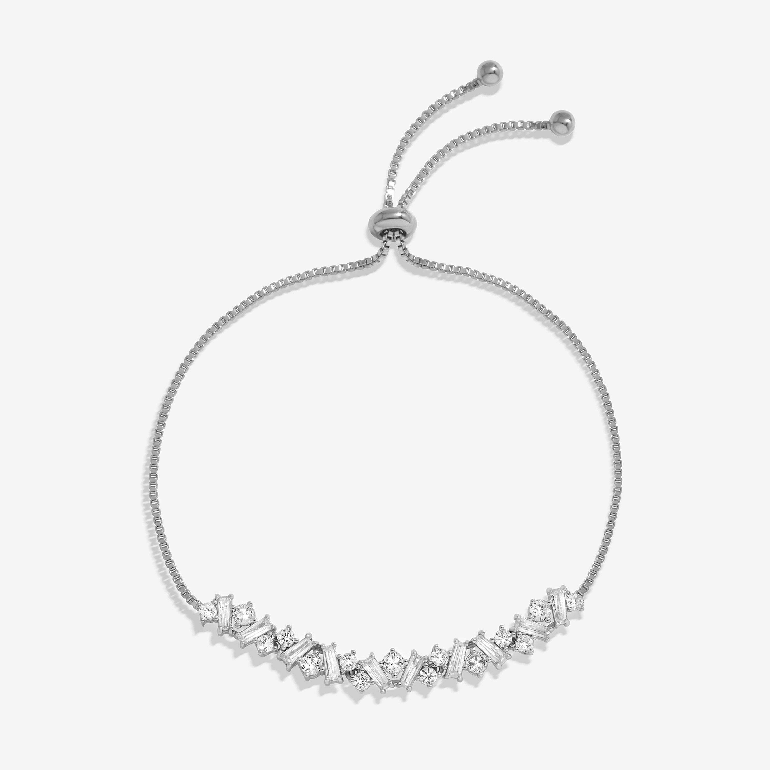 Silver - Jon Richard - Rhodium Plated Scattered Stone Toggle Bracelet - 1