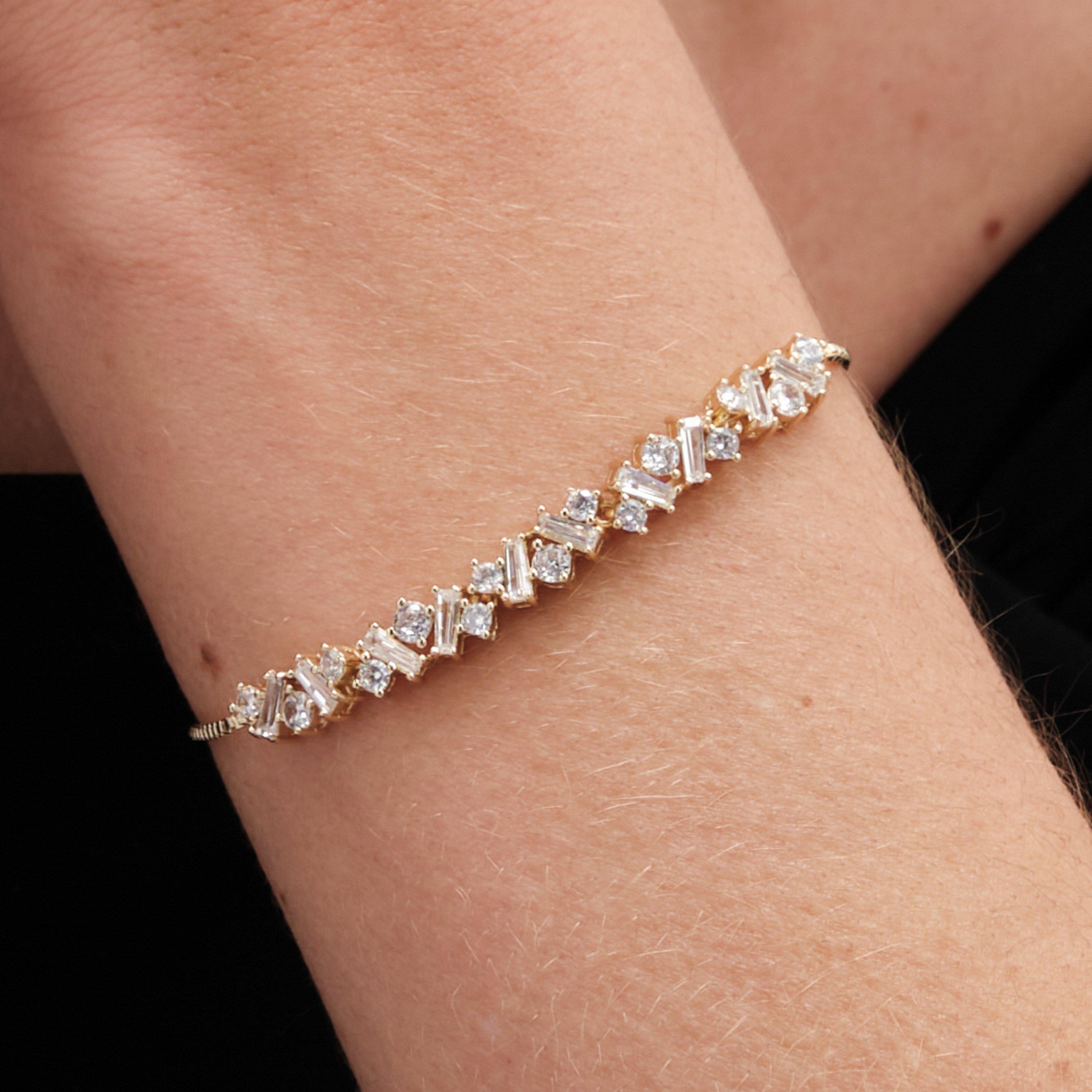 Silver - Jon Richard - Rhodium Plated Scattered Stone Toggle Bracelet - 2