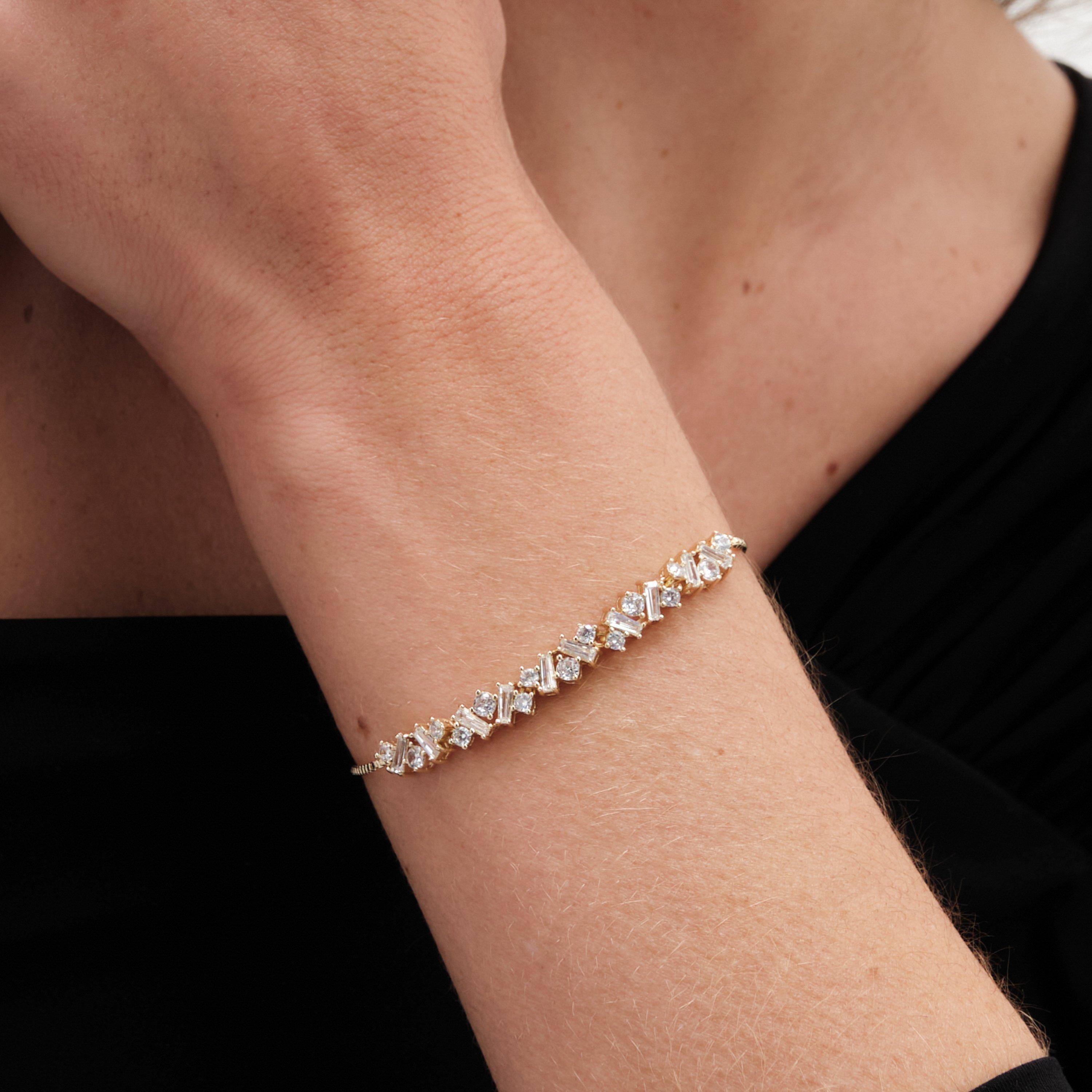 Silver - Jon Richard - Rhodium Plated Scattered Stone Toggle Bracelet - 3