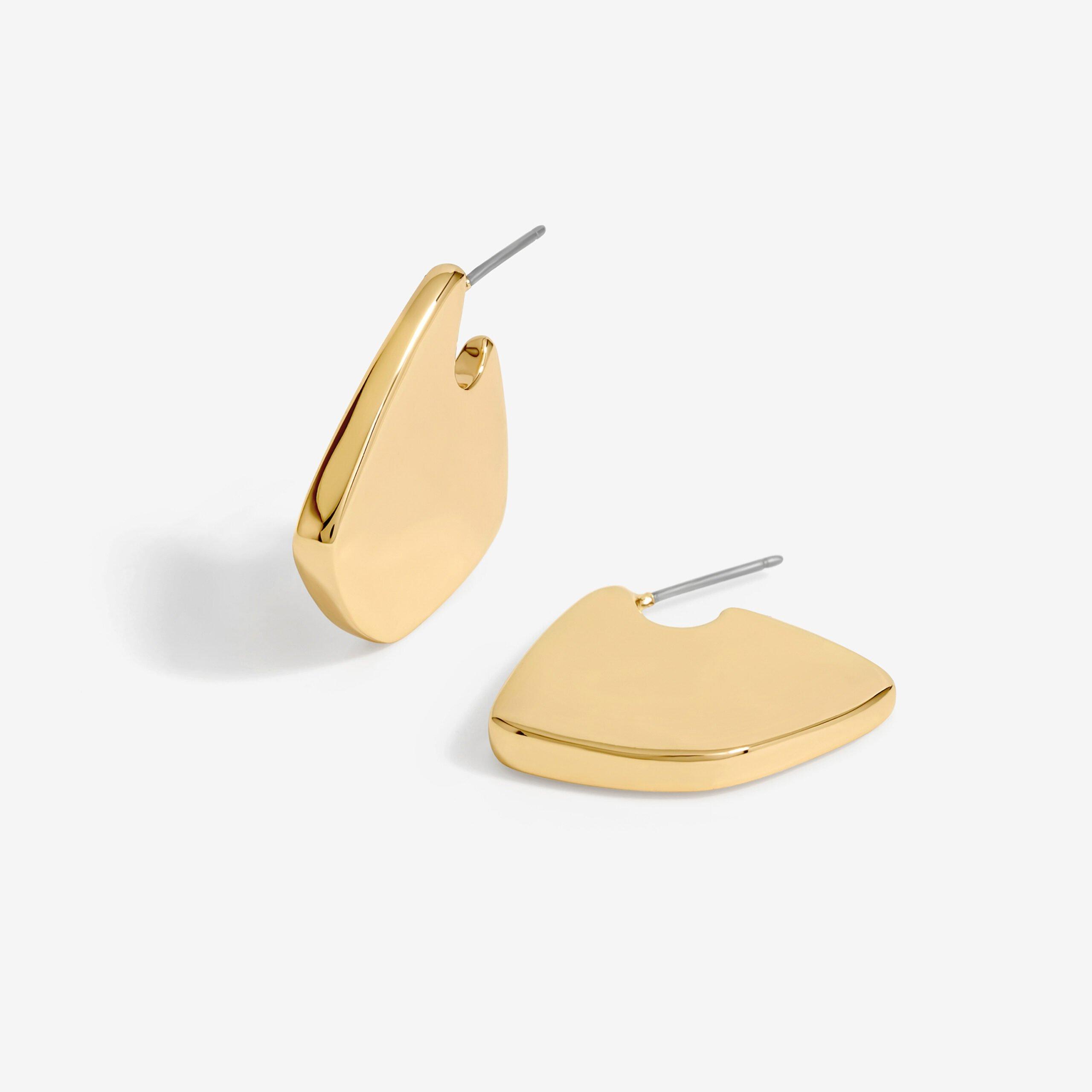 Gold - Jon Richard - Gold Plated Angular Polished Earrings