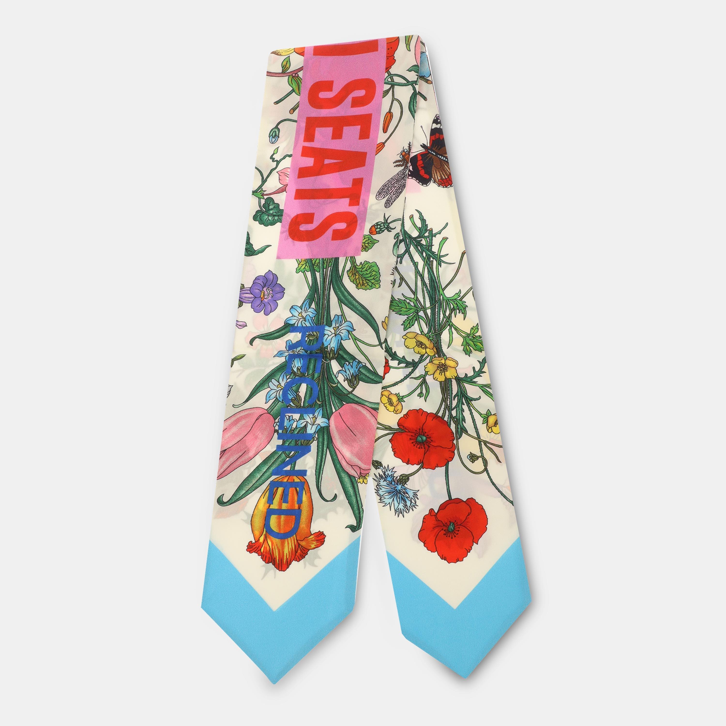 Beige/Red - Gucci - Women's Silk Scarf - 1