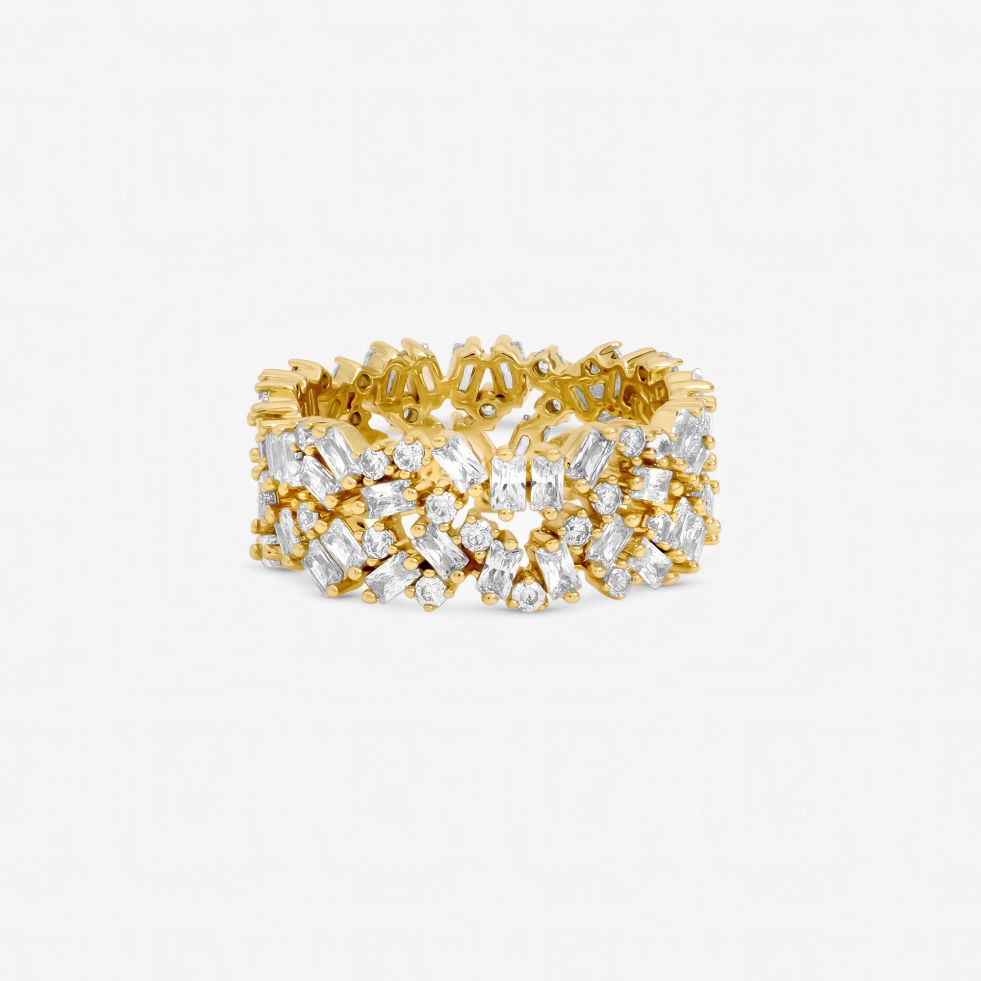 Gold - Jon Richard - Gold Plated Scattered Stone Cubic Zirconia Ring