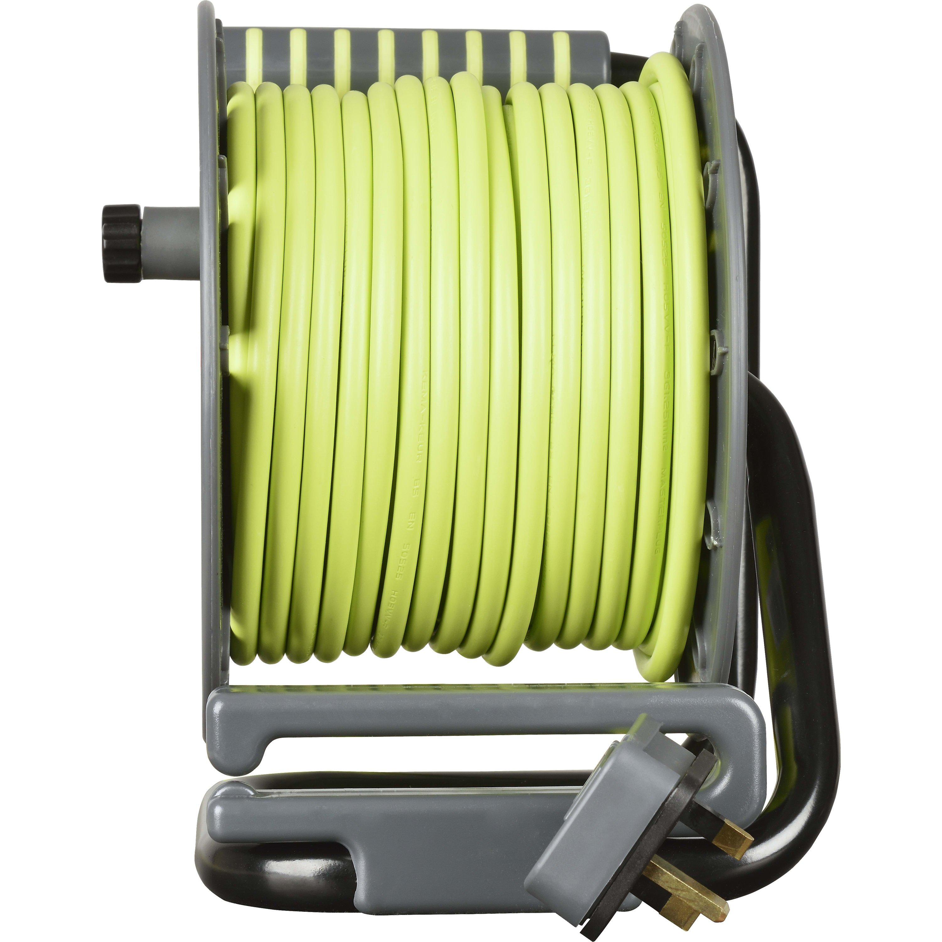 Green And Black - Masterplug - MASTERPLUG 2 SOCKET 25M 13 AMP MEDIUM OPEN REEL + - 4