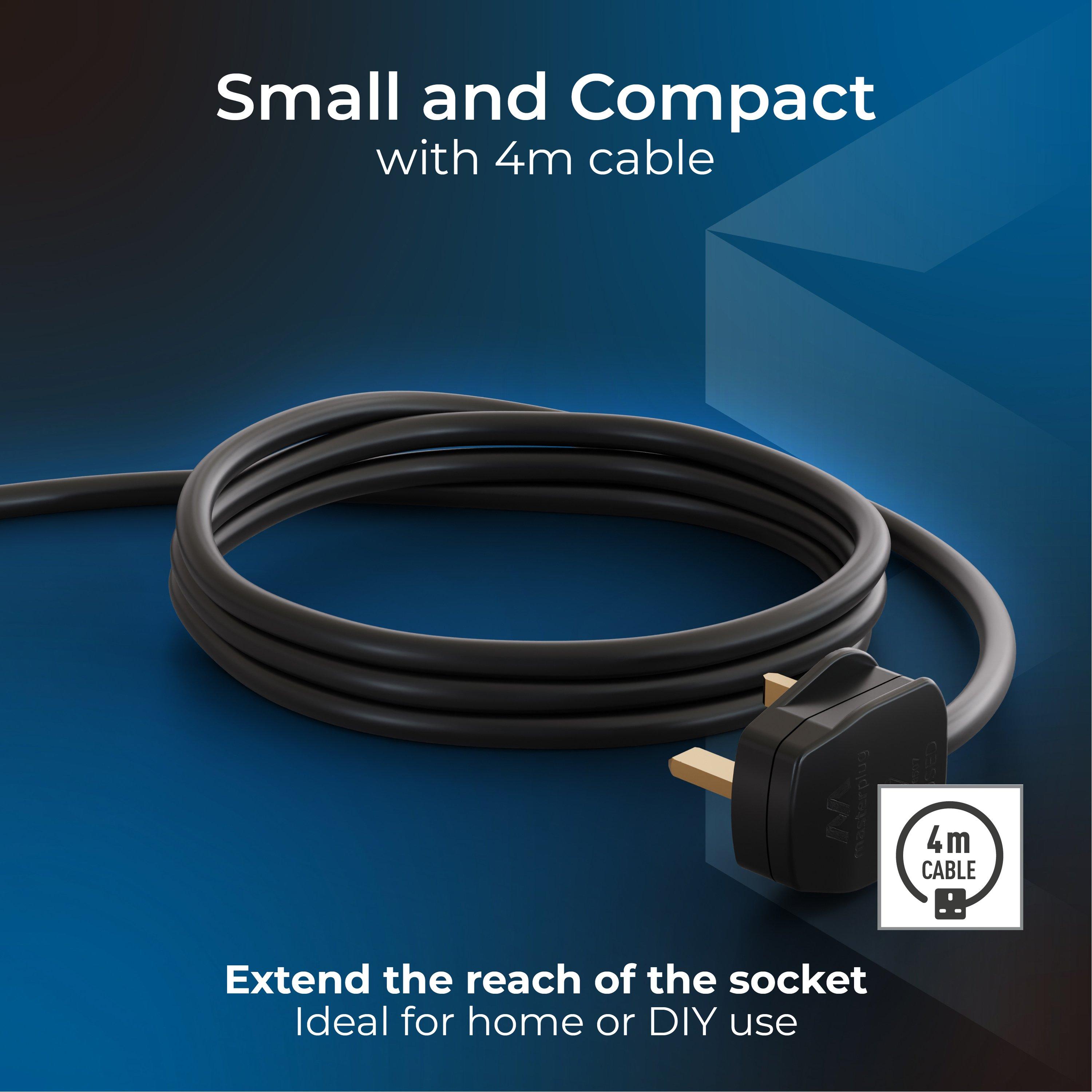 Blue - Masterplug - Masterplug 4m 2 Socket Cassette Cable Reel 13A - 5