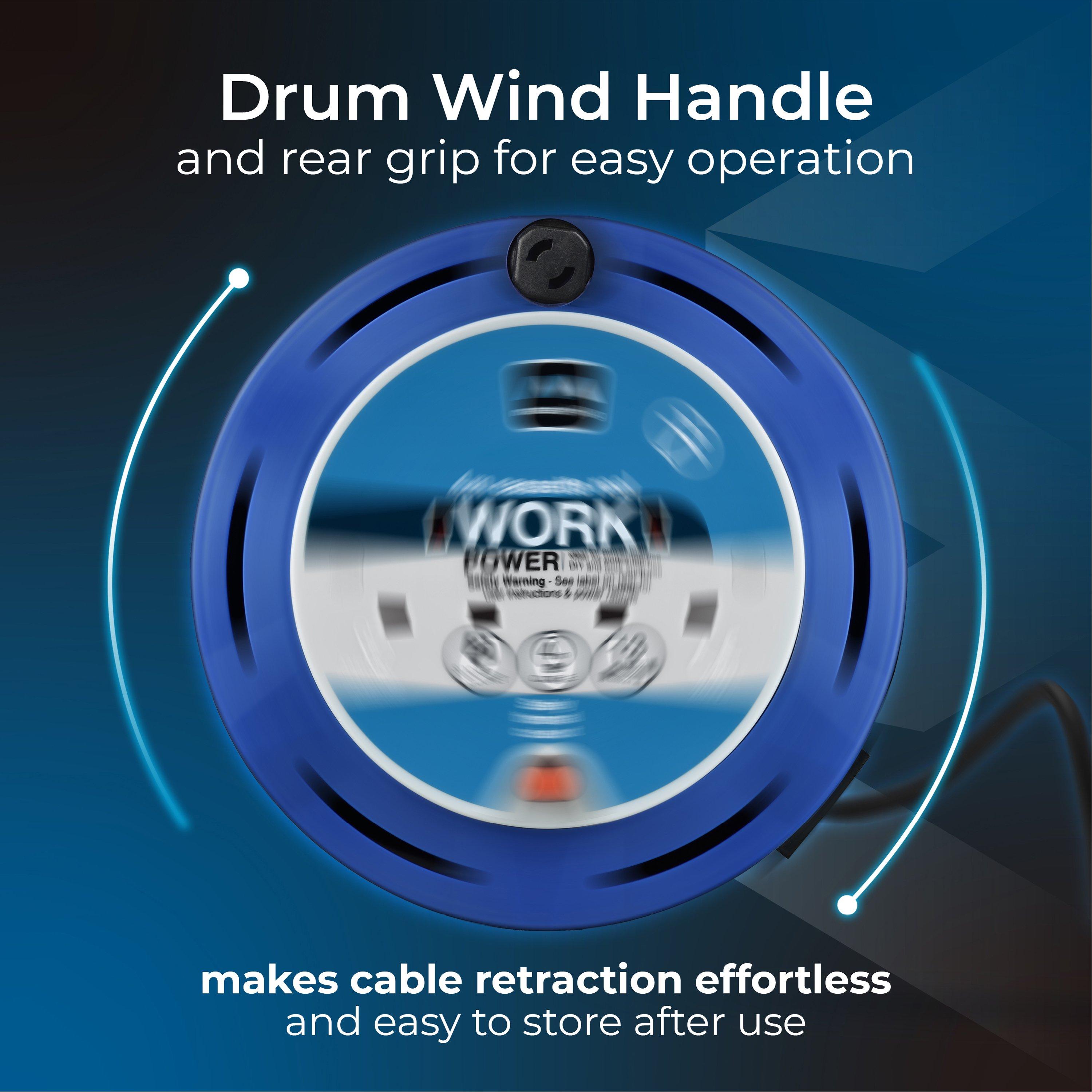 Blue - Masterplug - Masterplug 4m 2 Socket Cassette Cable Reel 13A - 6