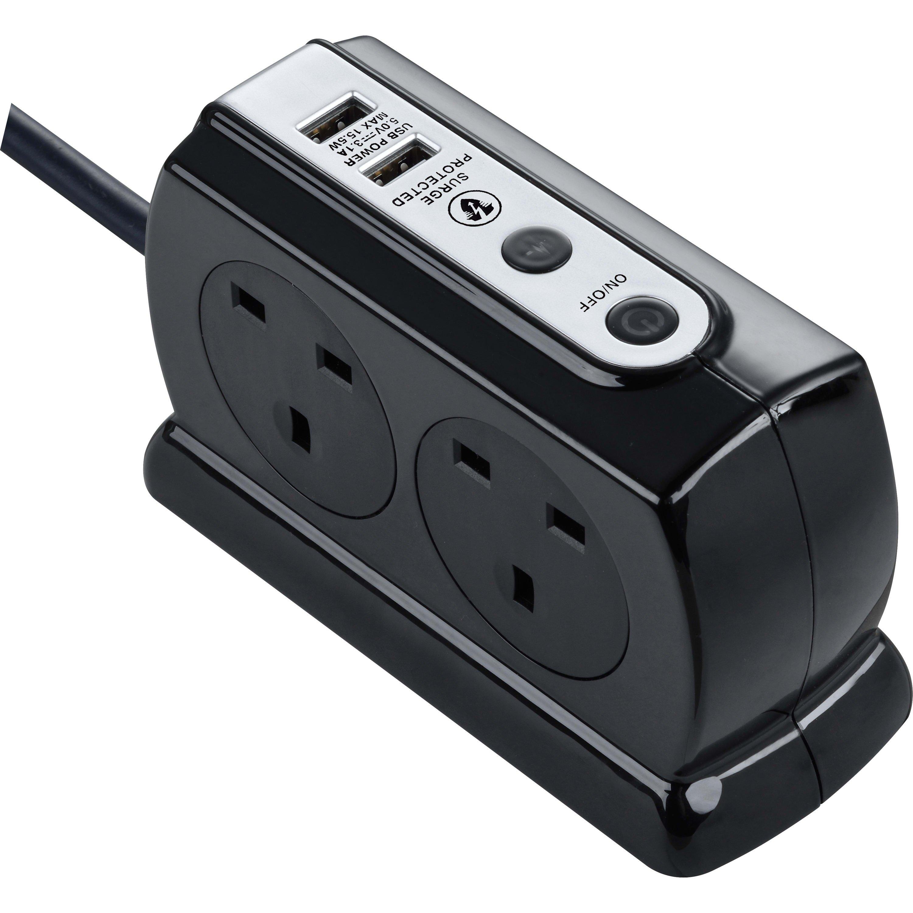 Masterplug 4 Socket USB A 2m Surge Extension Cable | FRASERS