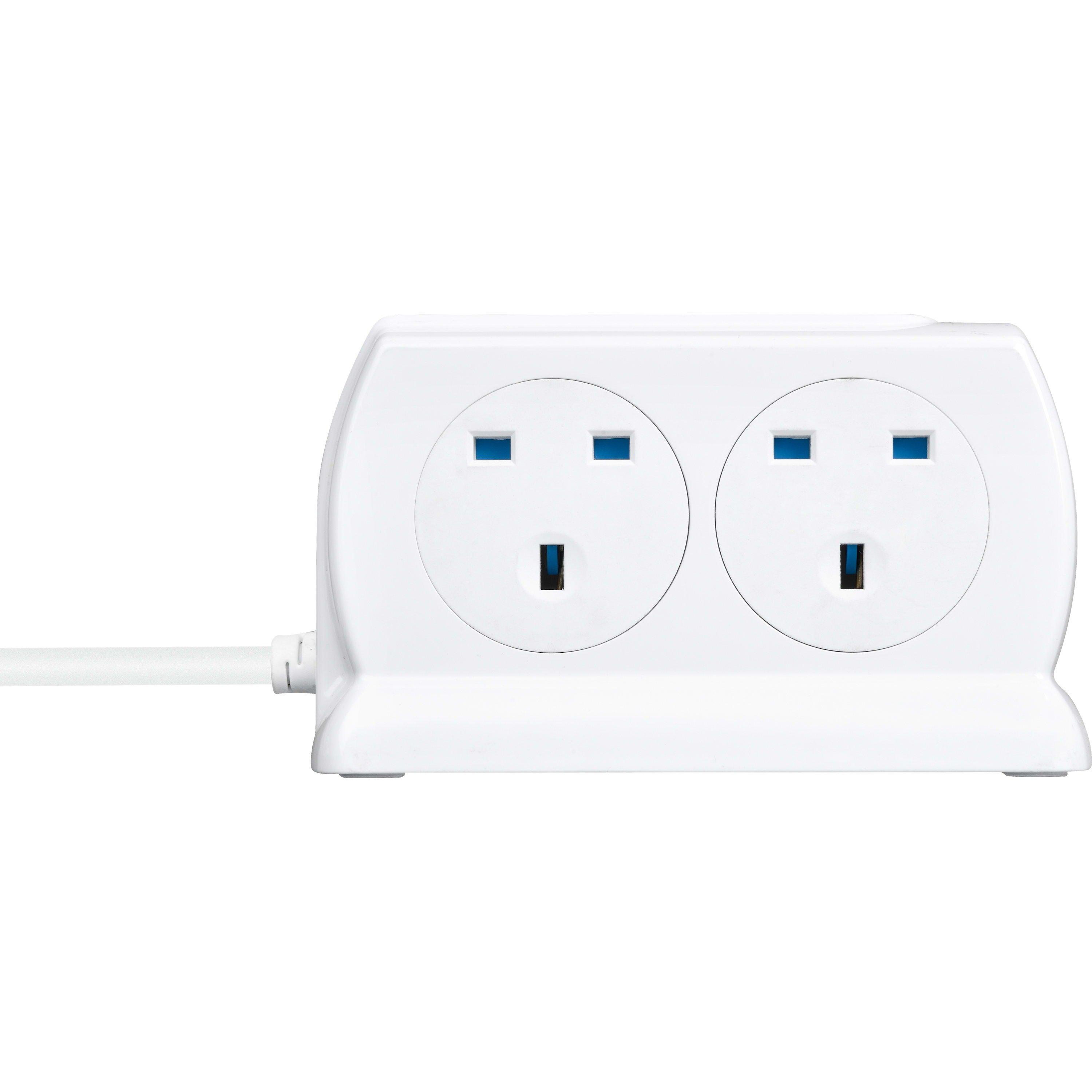 White - Masterplug - 4 Socket USB 2m Compact Extension lead - 7