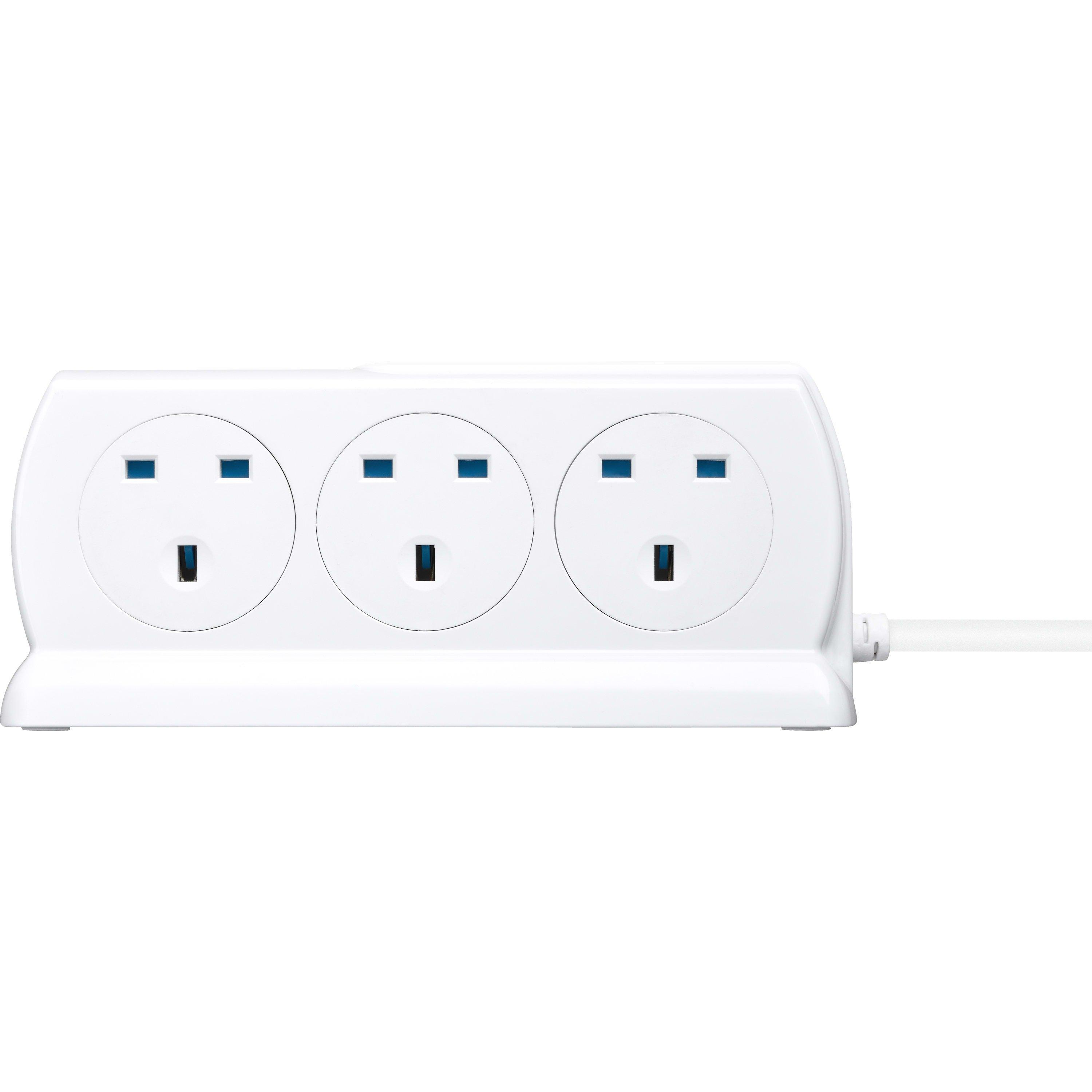 Gloss White - Masterplug - Masterplug 6 Socket USB 2m Compact Extension lead - 2