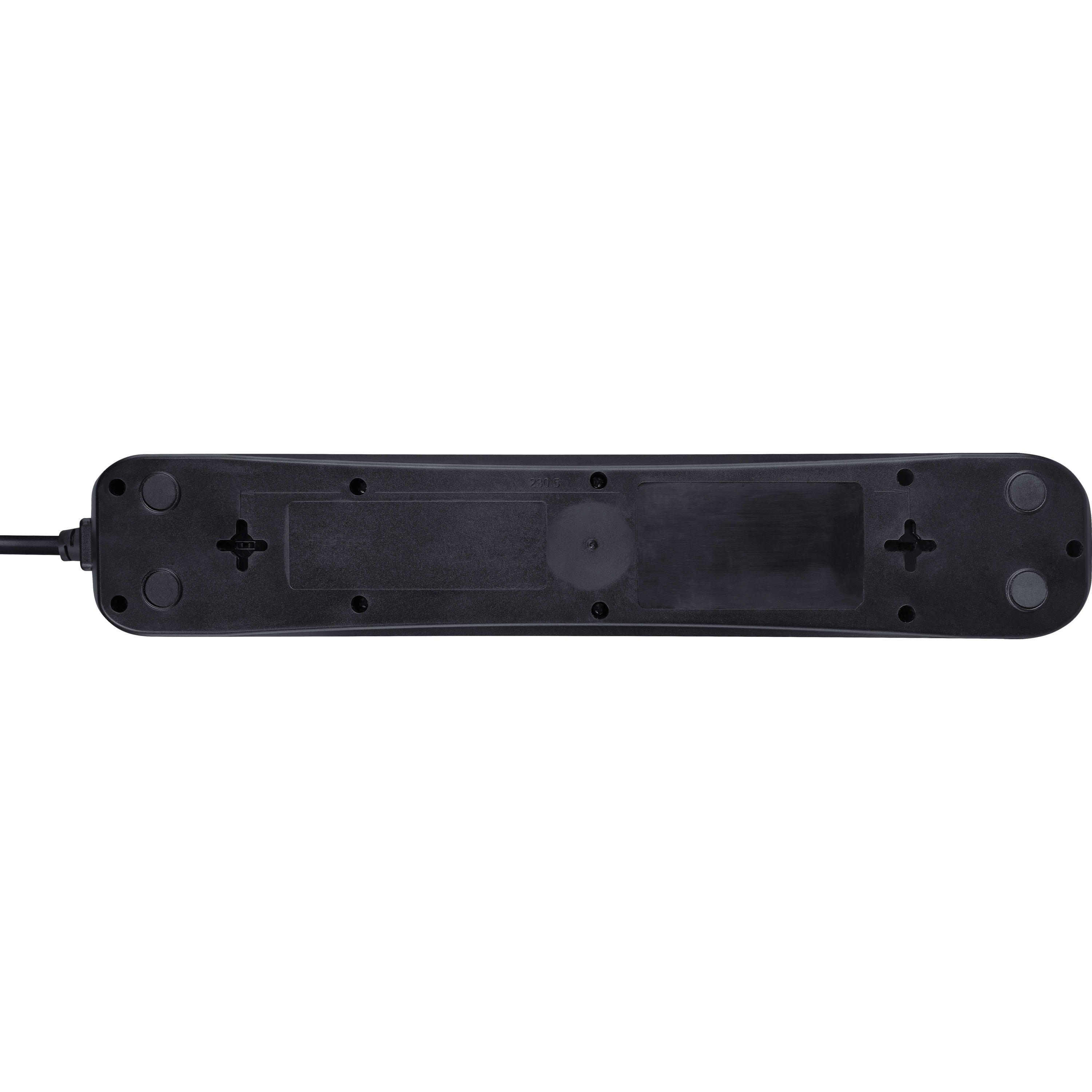 Gloss Black - Masterplug - Masterplug 4 Socket USB 2m Inline Extension lead - 6