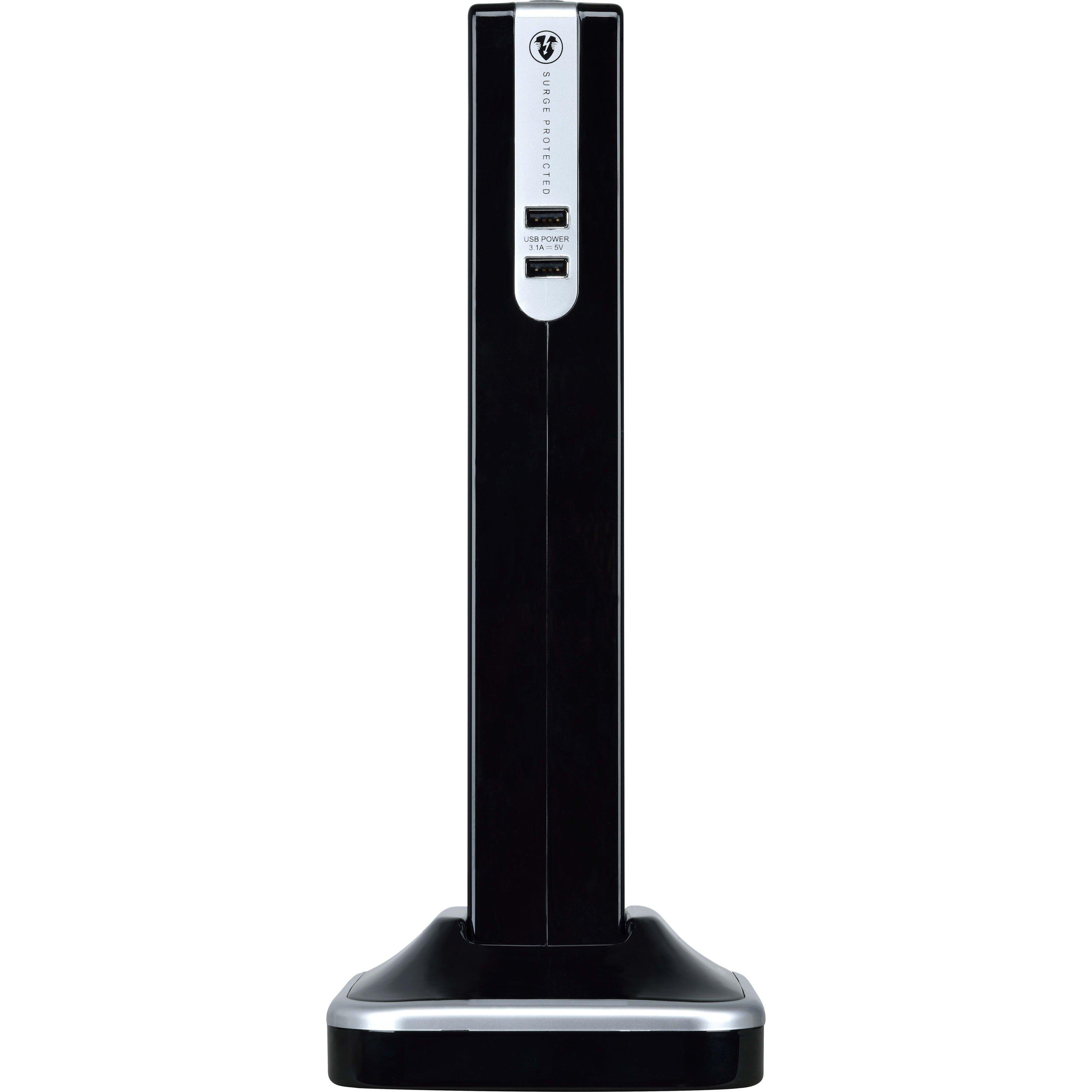 Gloss Black - Masterplug - Masterplug 8 Socket 2m Switched Extension Tower - 4