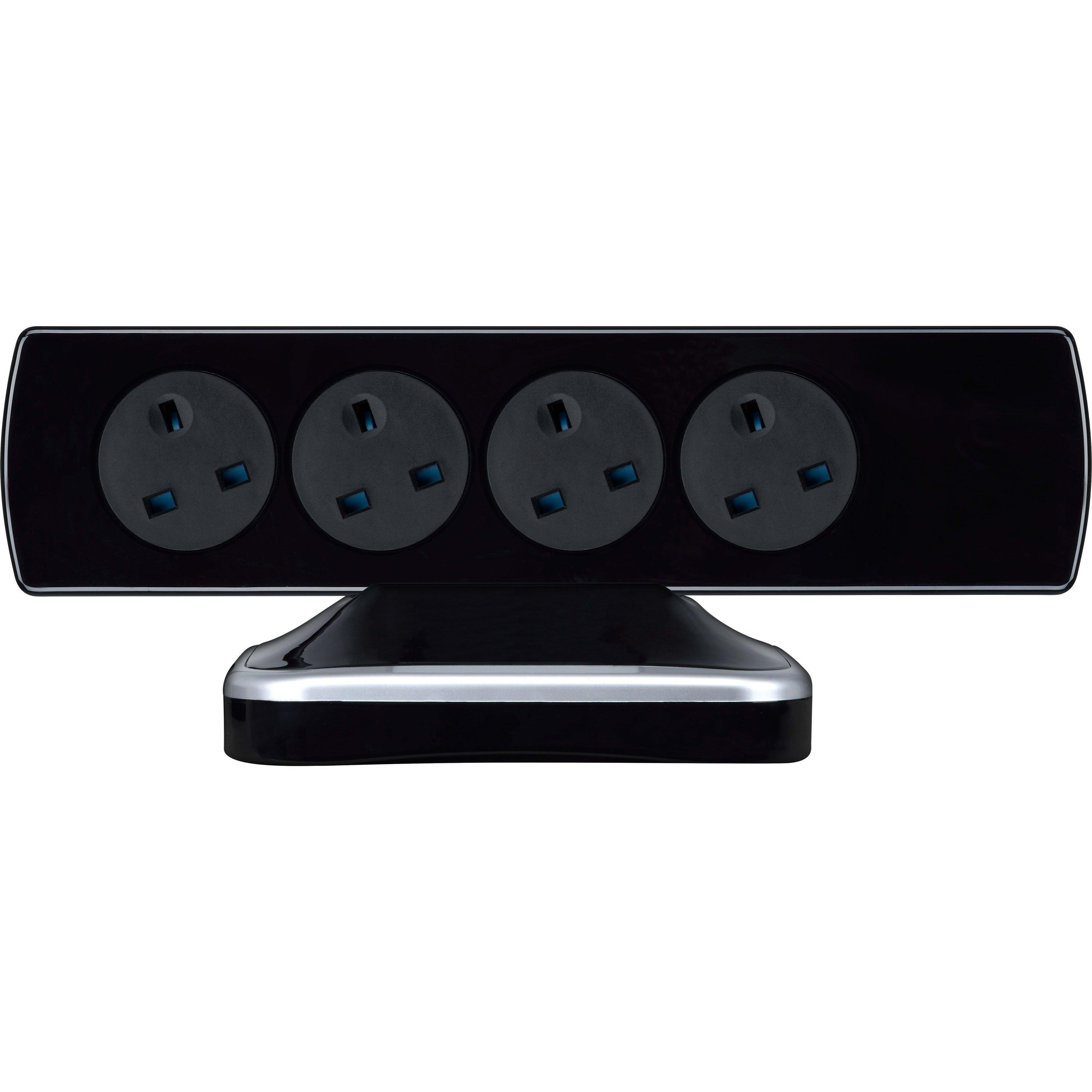 Gloss Black - Masterplug - Masterplug 8 Socket 2m Switched Extension Tower - 7