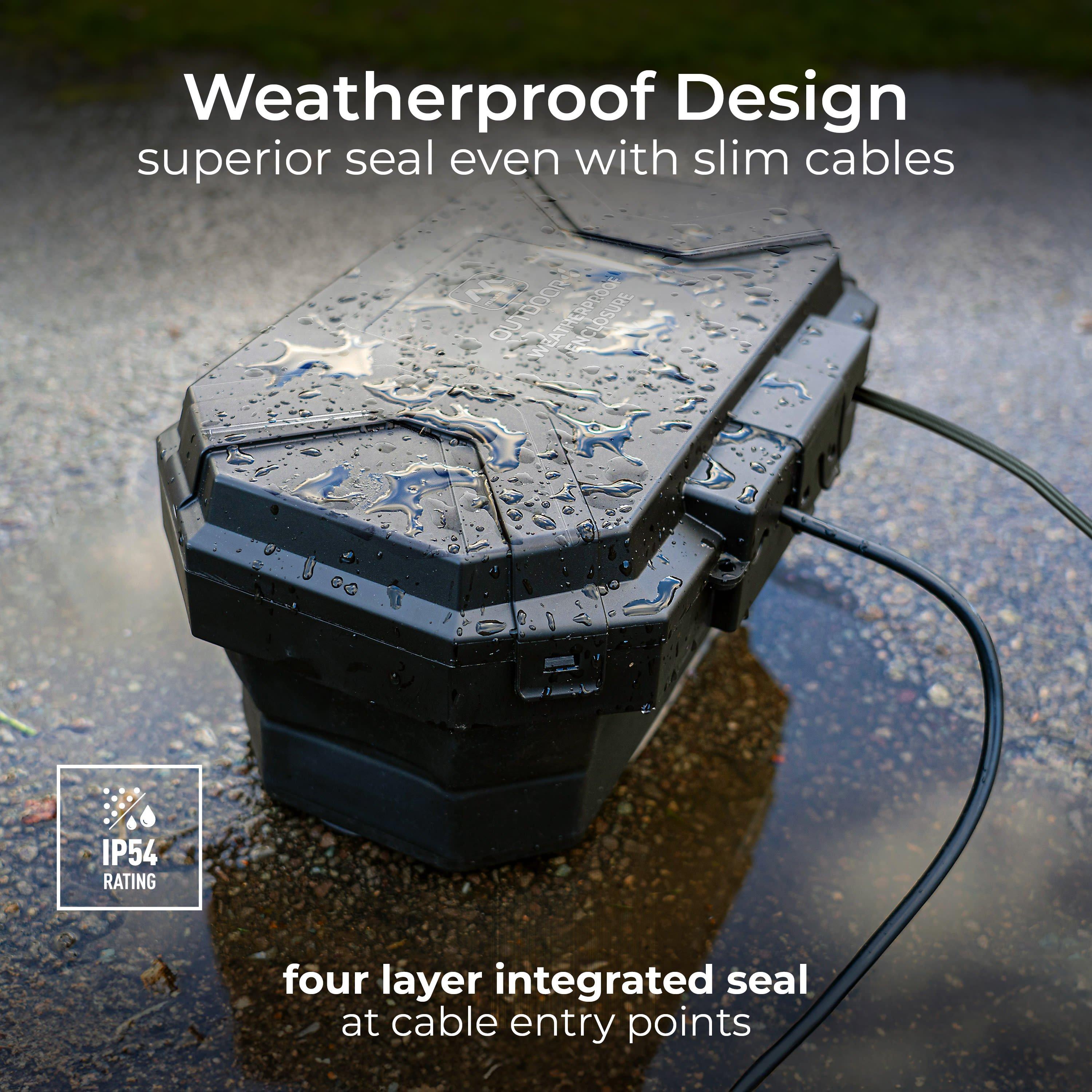 Black - Masterplug - Masterplug Weatherproof Box & 4 Socket 8m Lead - 6