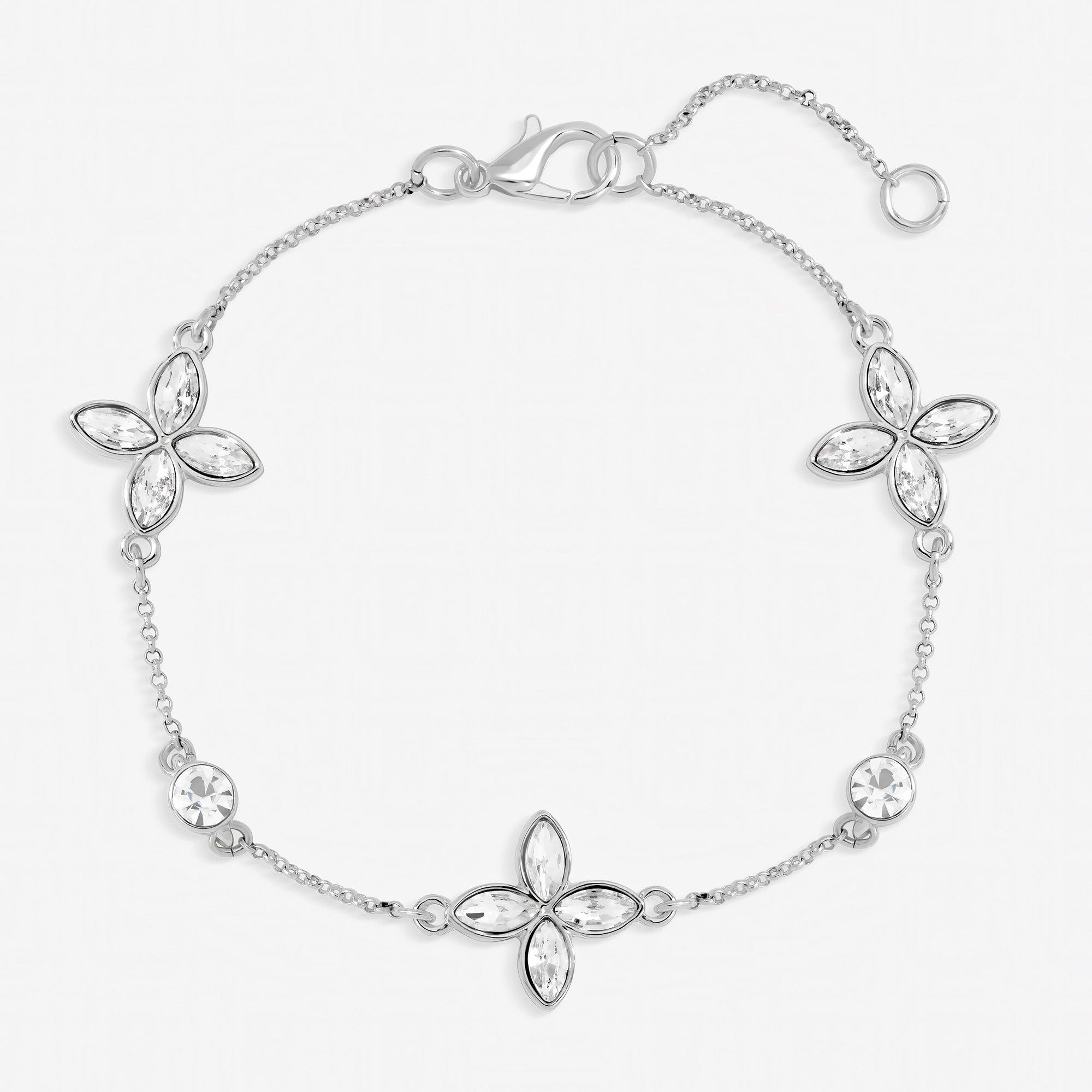 Silver - Jon Richard - Silver Plated and Crystal Clover Bracelet - 1