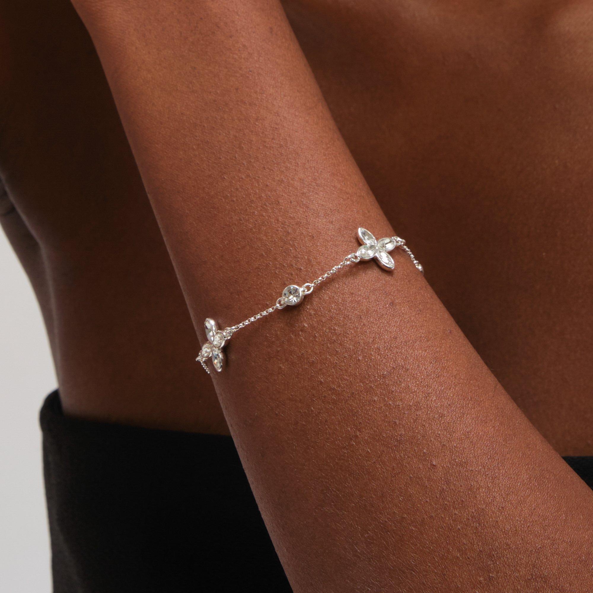 Silver - Jon Richard - Silver Plated and Crystal Clover Bracelet - 2