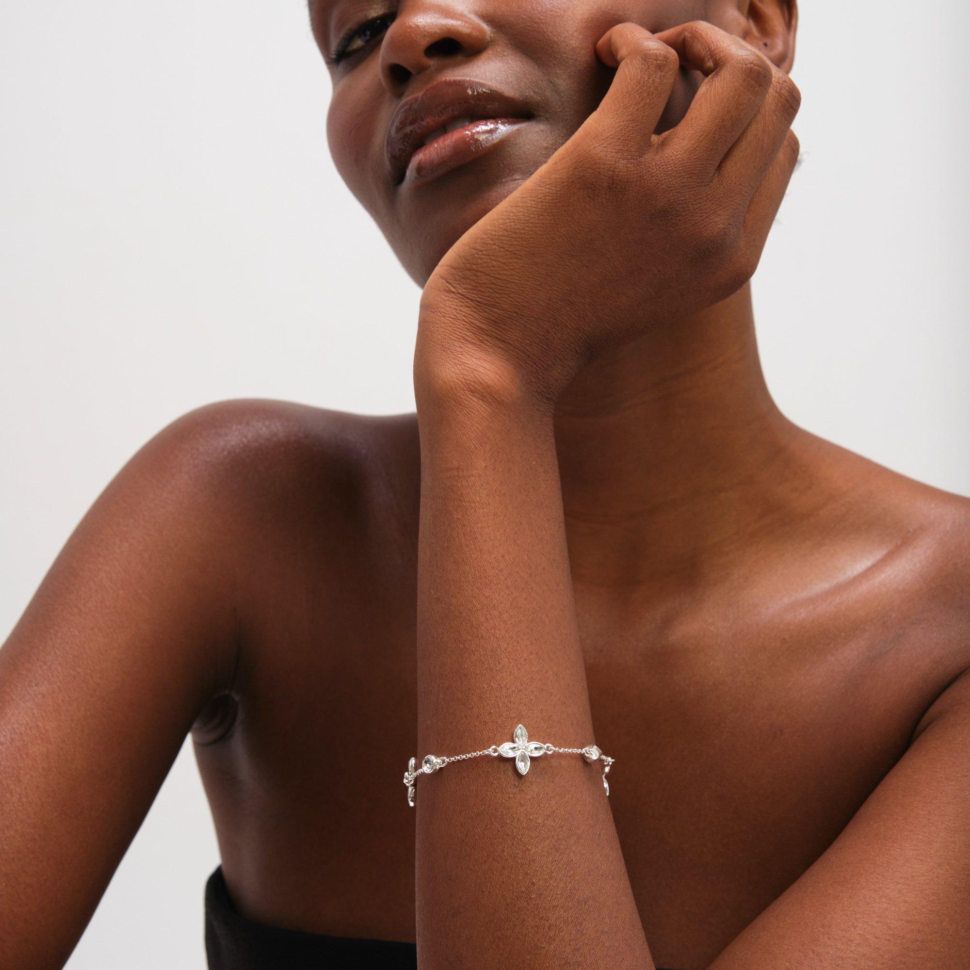 Silver - Jon Richard - Silver Plated and Crystal Clover Bracelet - 3