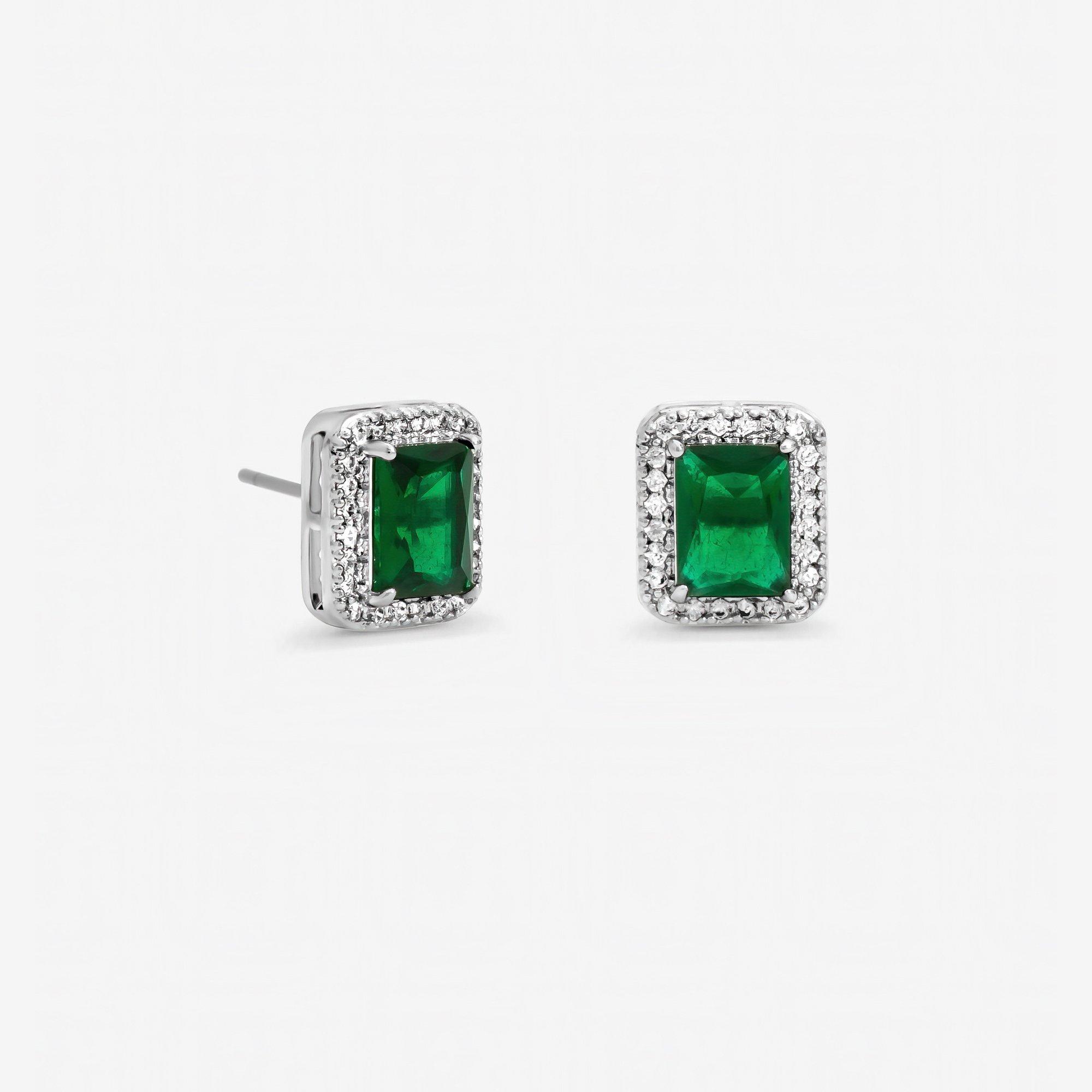 Silver - Jon Richard - Cubic Zirconia Emerald Perfume Bottle Studs - 1