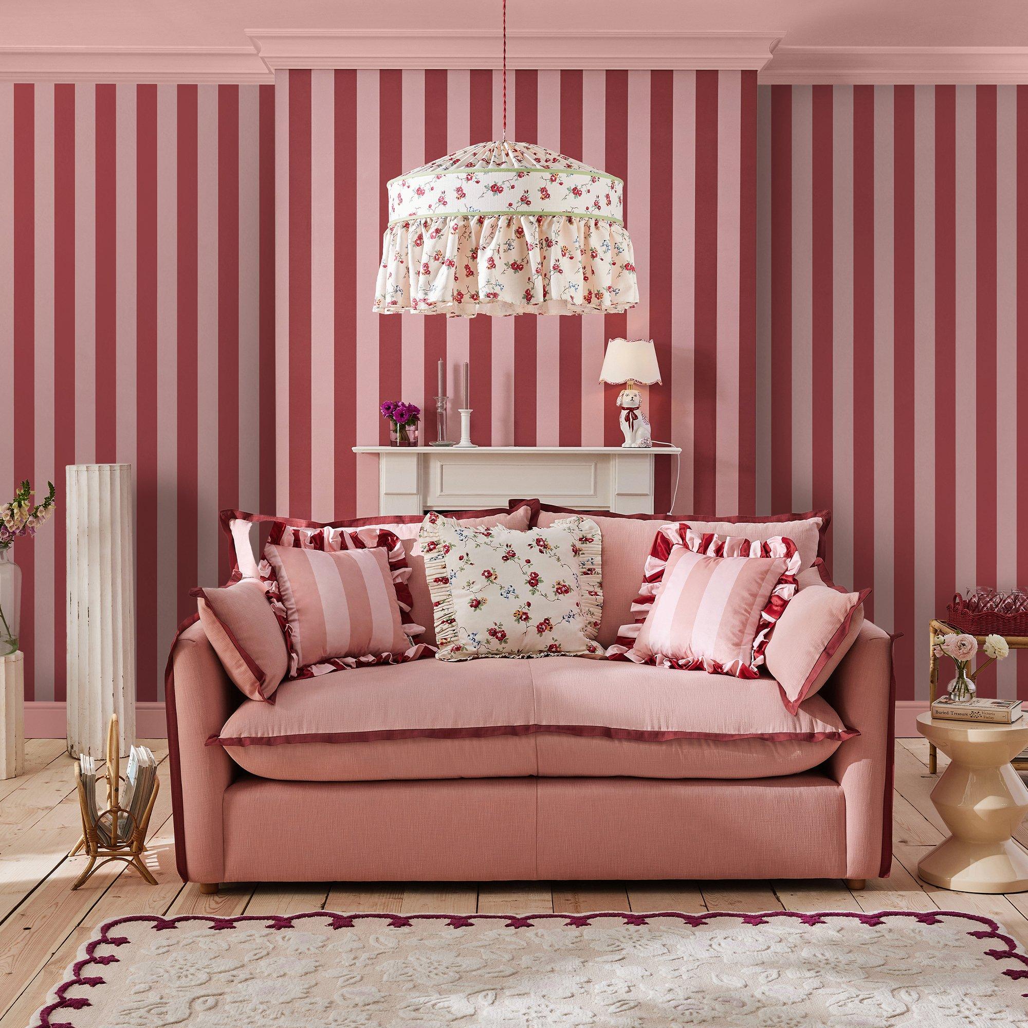 Pink - Cath Kidston - Canopy Stripe Pink & Red Stripped Wallpaper - 2