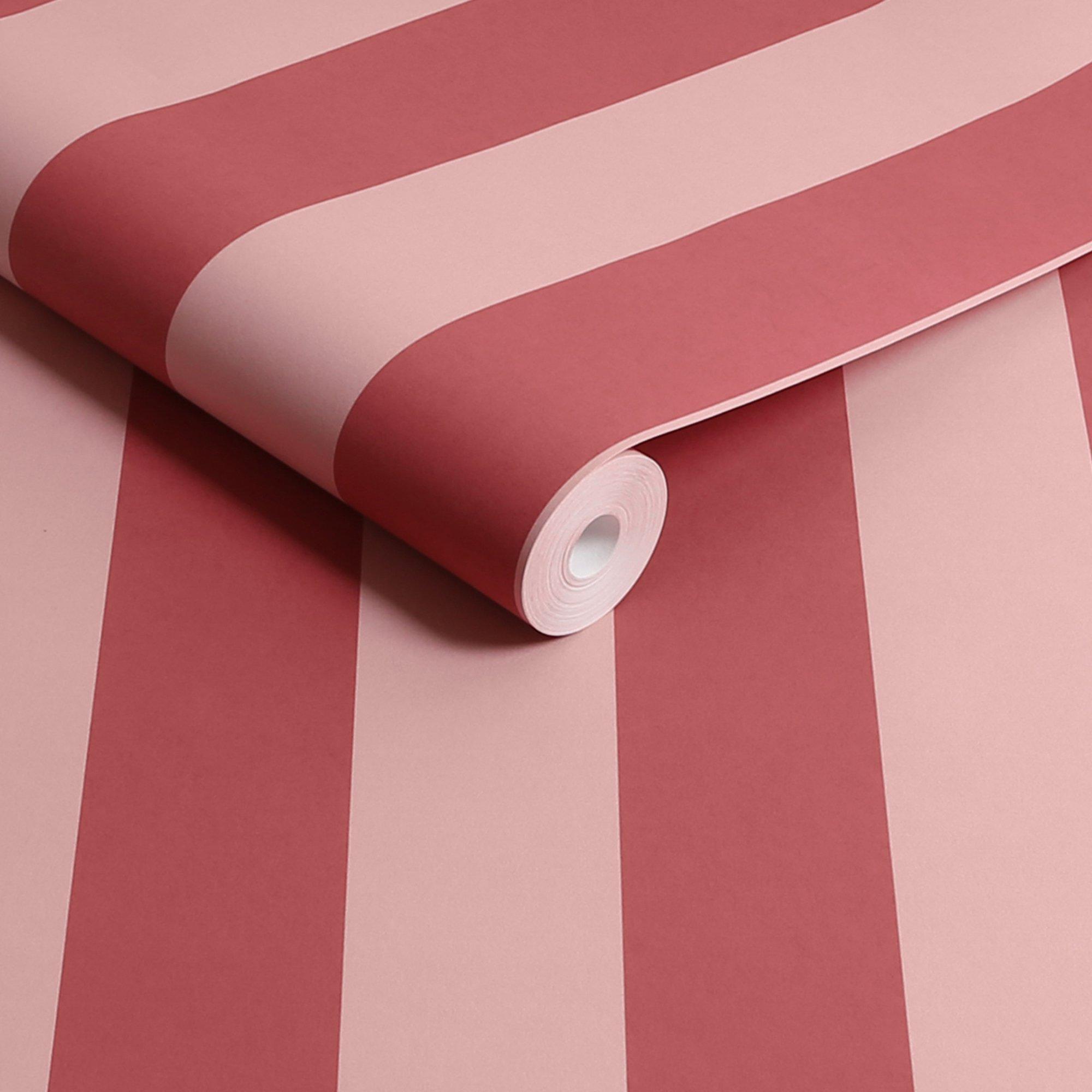 Pink - Cath Kidston - Canopy Stripe Pink & Red Stripped Wallpaper - 4