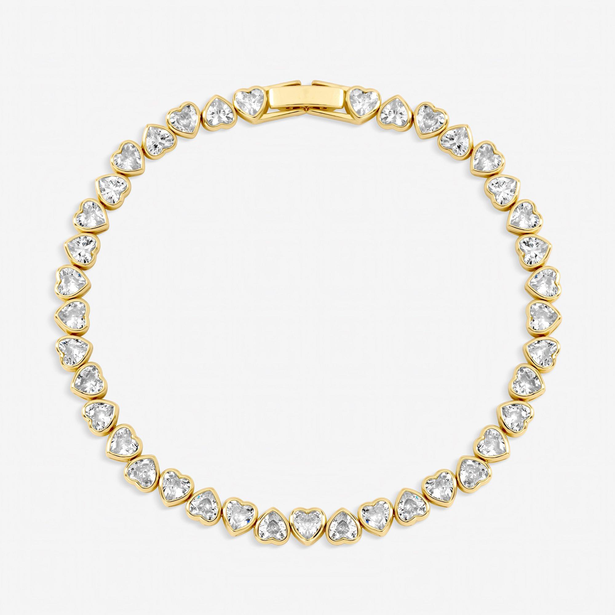 Gold - Jon Richard - Gold Plated Cubic Zirconia Heart Drop Bracelet - 2