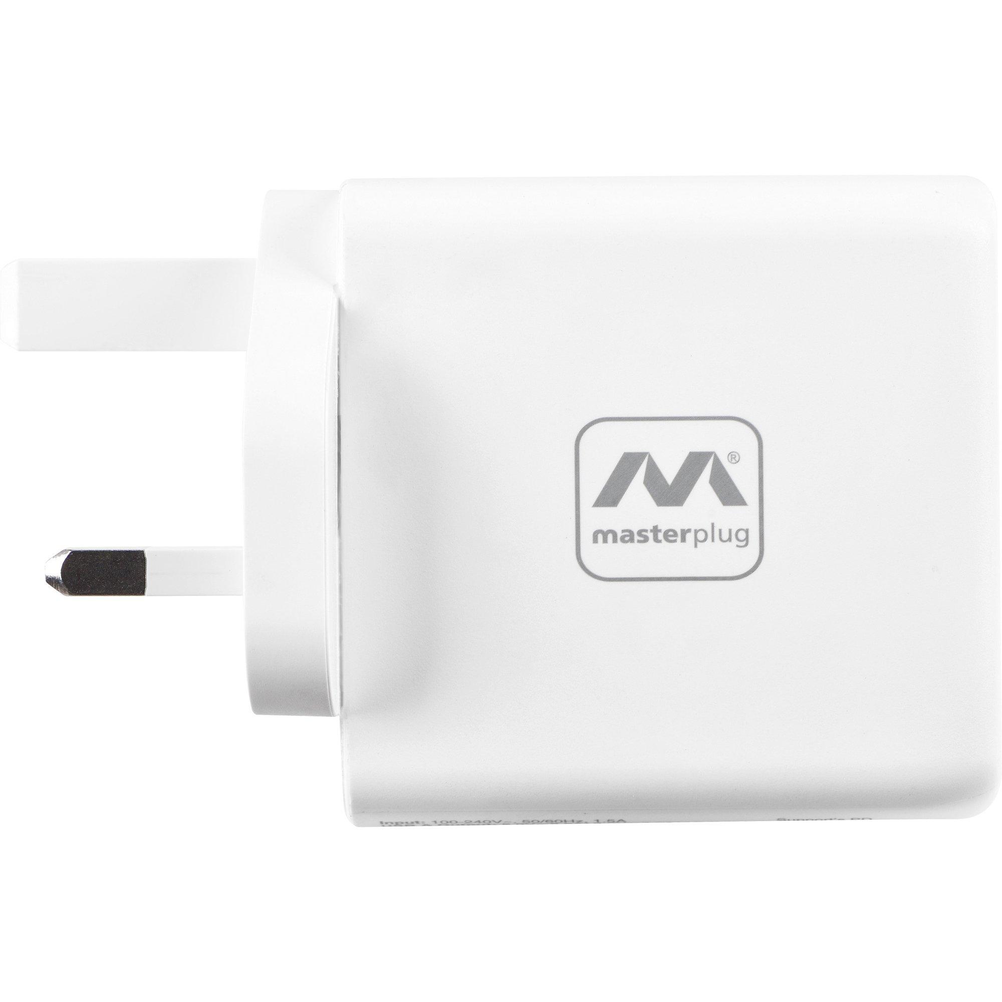 White - Masterplug - Masterplug Charger Plug USB 1 x Type A & 2 x USB - 2